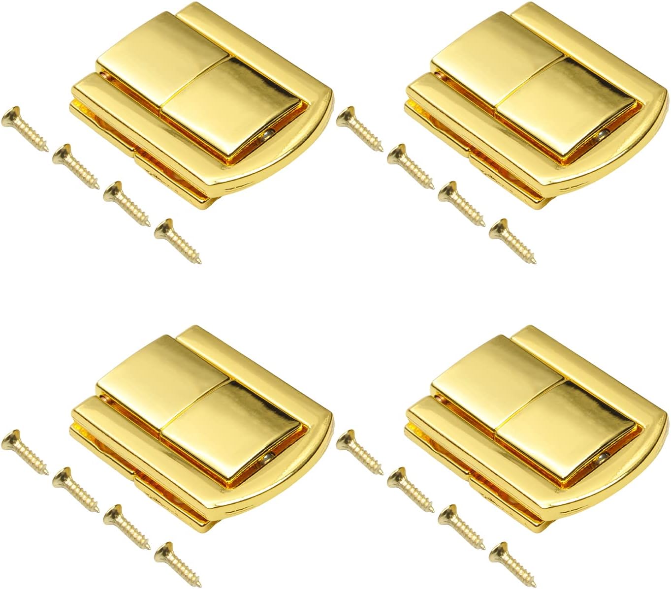 MroMax 4Pcs Toggle Catch Locks 1.22" x 0.98" (LxW) Hasp Latches Modern Clasp Zinc Alloy Golden Tone Decorative with Screws for Jewelry Box Ordinary Box Gift Box Wooden Case Cabinet Toolbox