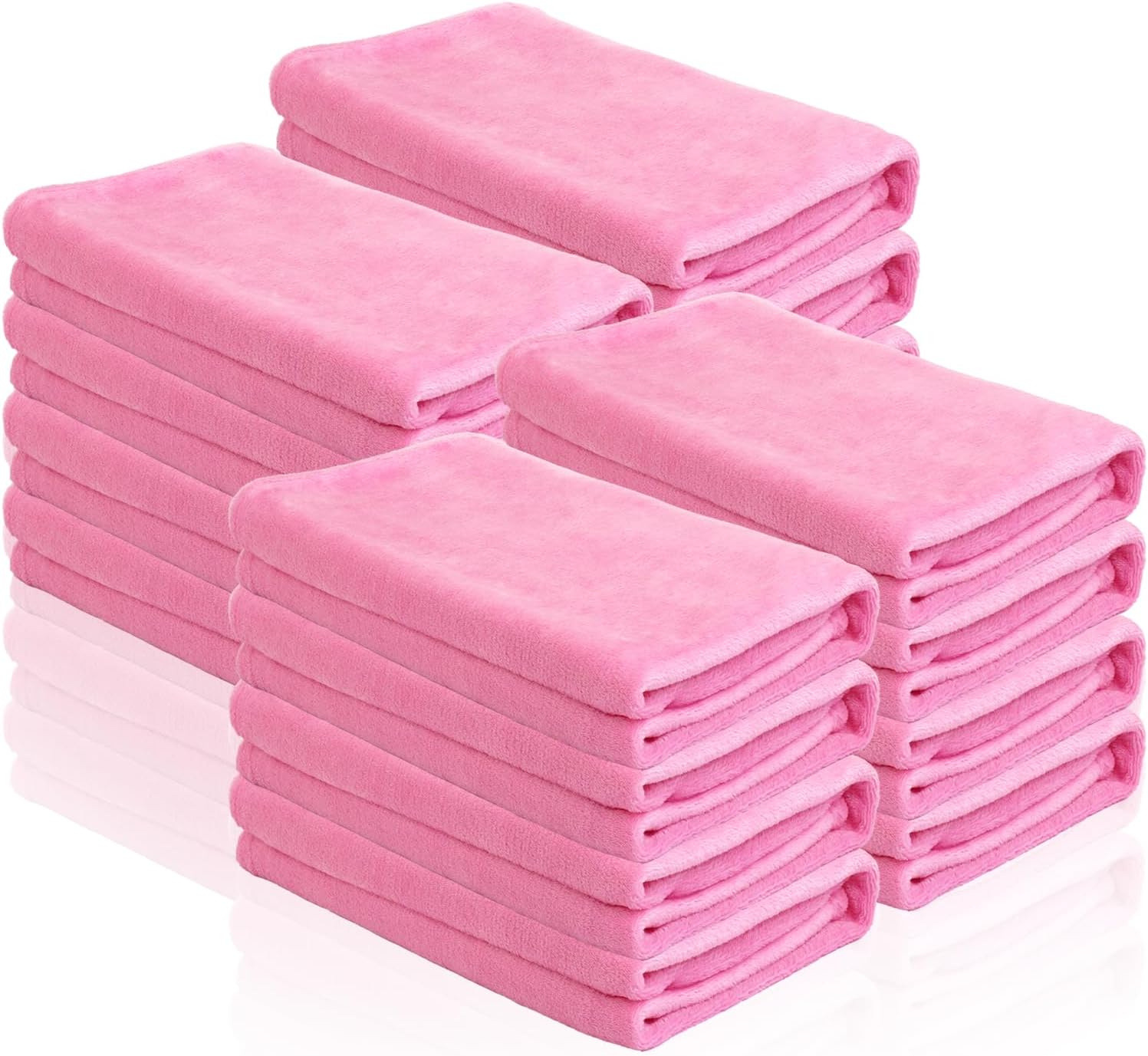 16 Pcs Flannel Blankets 40 x 60 Inch Warm Throw Blanket Soft Flannel Blanket for Girls Sleepover Party Teenager Bed Travel SPA Movie Party (Pink)