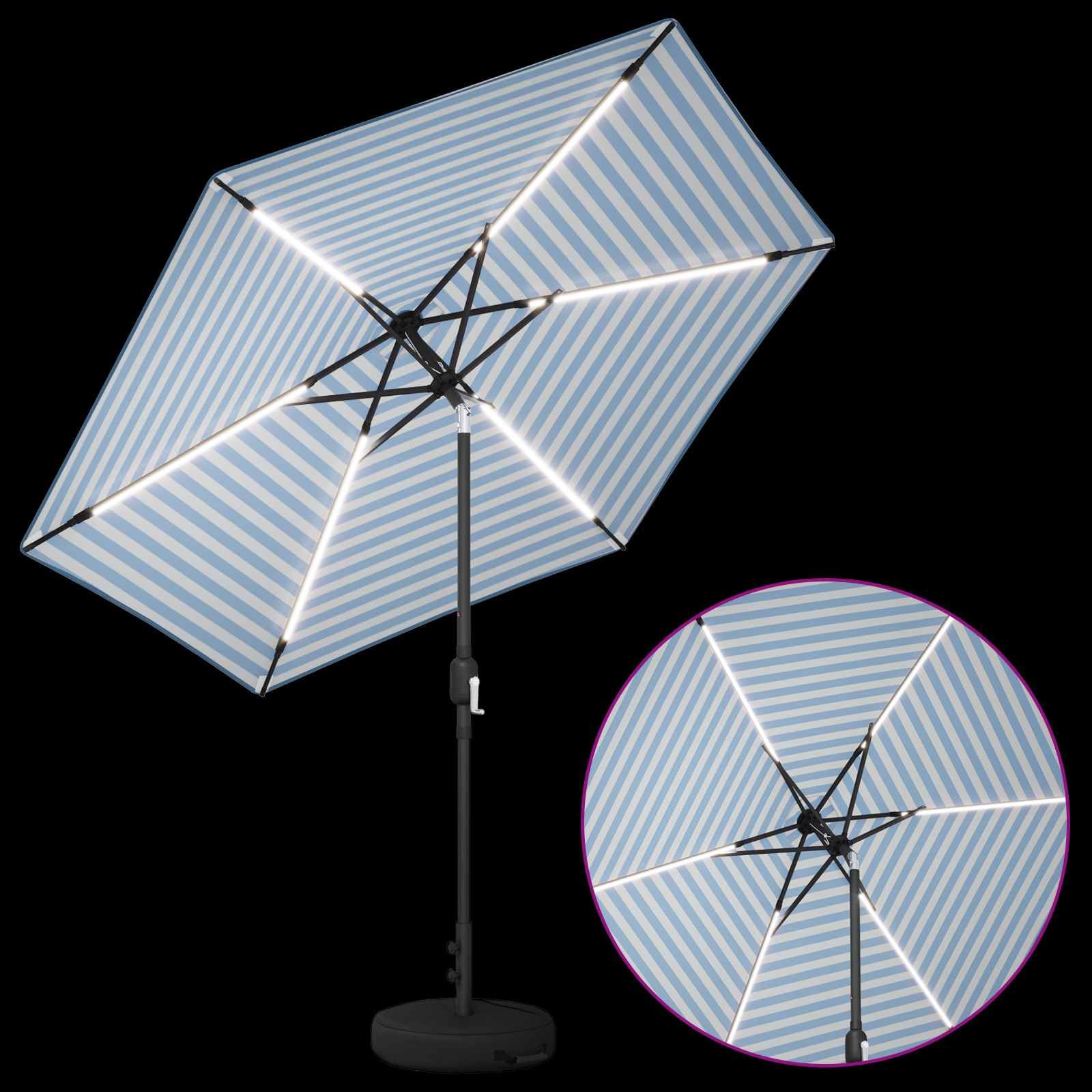SYDE Parasol ogrodowy ze światłami LED i podstawą 270 x 270 cm poliester
