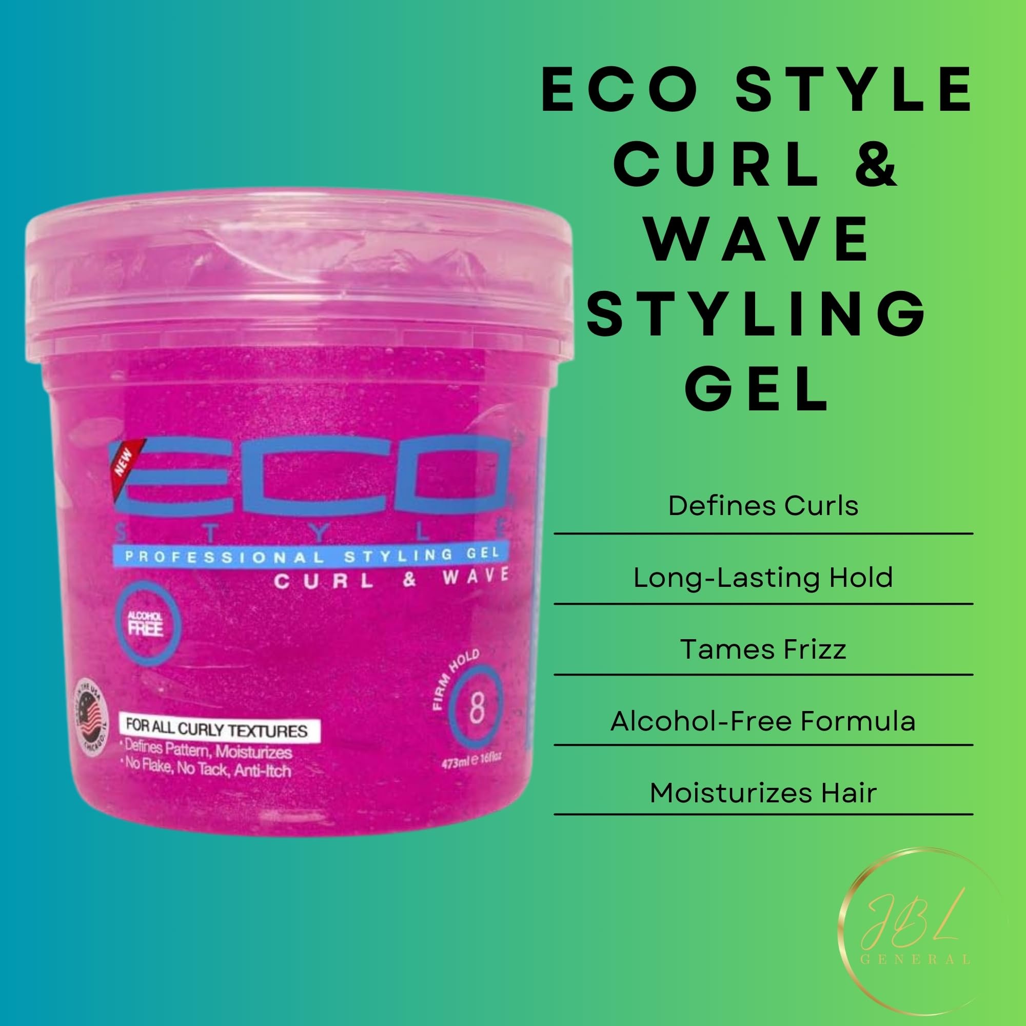 Hair Styling Gel Bundle: EcoStyle Curl & Wave Styling Gel 473ml, 3 Crocodile Hair Clips, 3-Piece Professional Hair Brush Set - Image 3