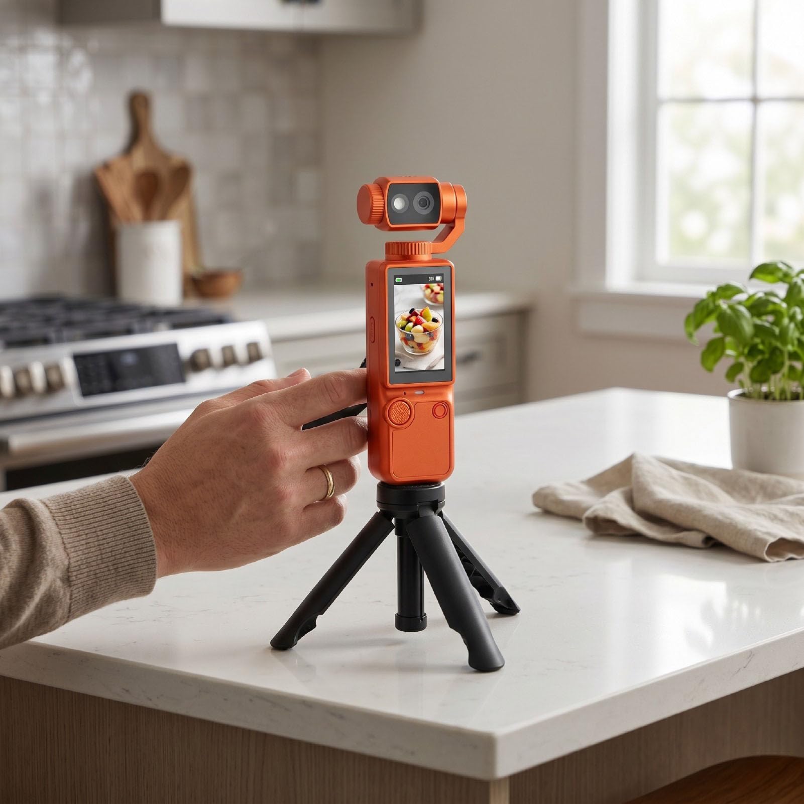 Videocamera Portatile, 4K Obiettivo Rotante 180°, Zoom 16x