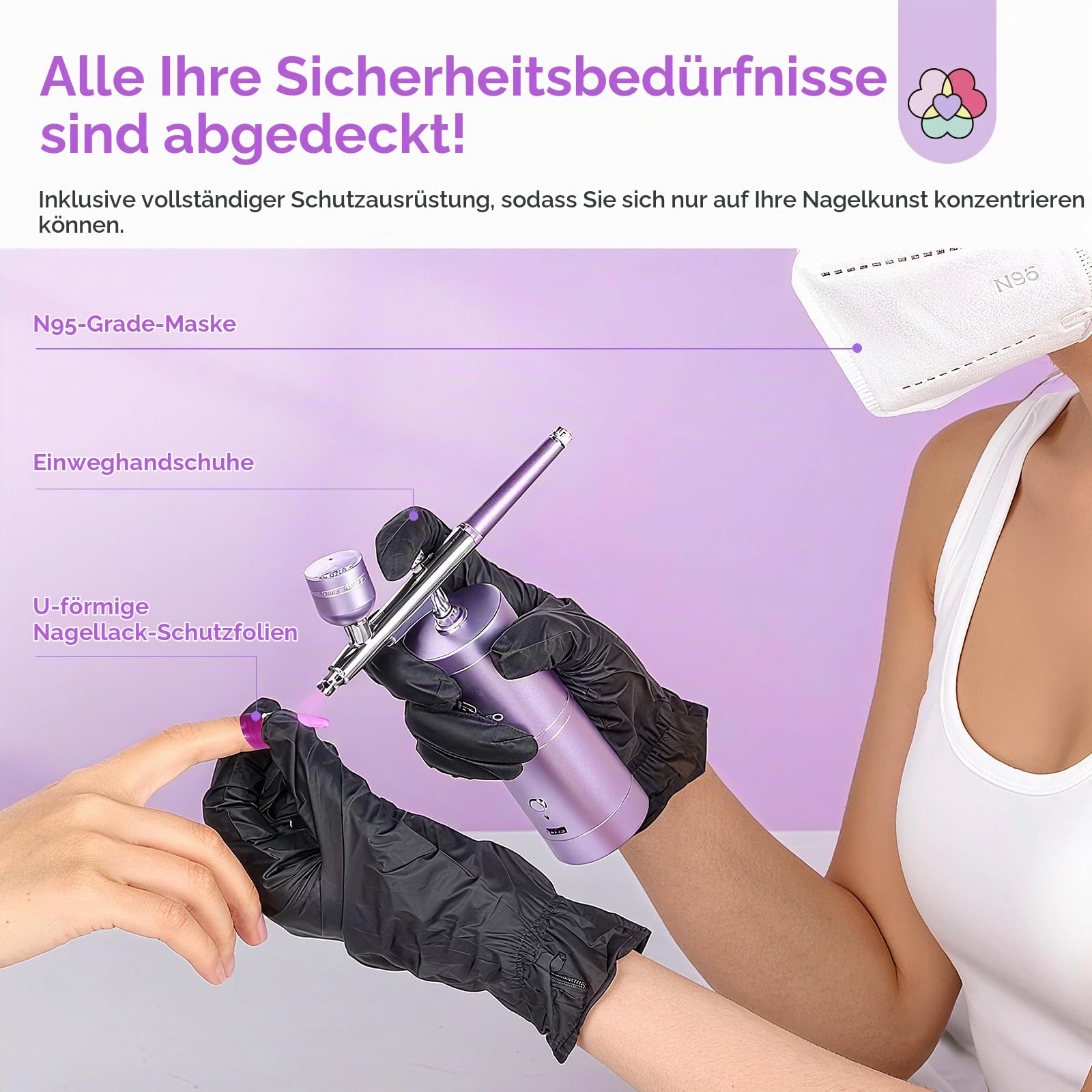 SAVILAND Advanced Airbrush Set: Instant Ombre & French Nails Airbrush für Nägel Instant Color Dual Mode Nagel Airbrush Maschine mit 6 Airbrush Gel Nagellack Set Airbrush Reiniger Schablonen Salon