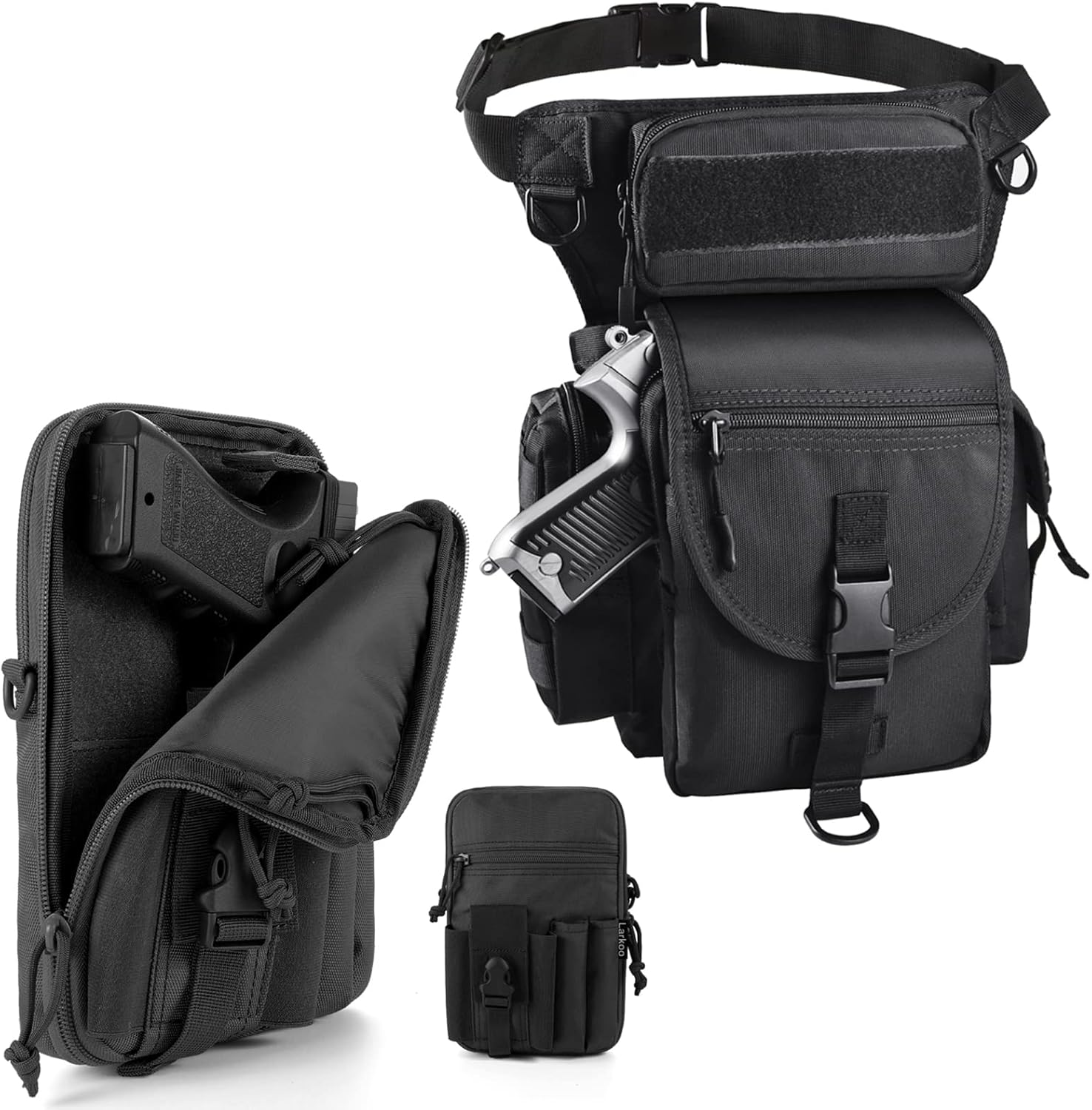 Concealed Pistol Pouch Multipurpose Carry Gun Bag and Tactical Drop Leg Bag with Pistol Holster