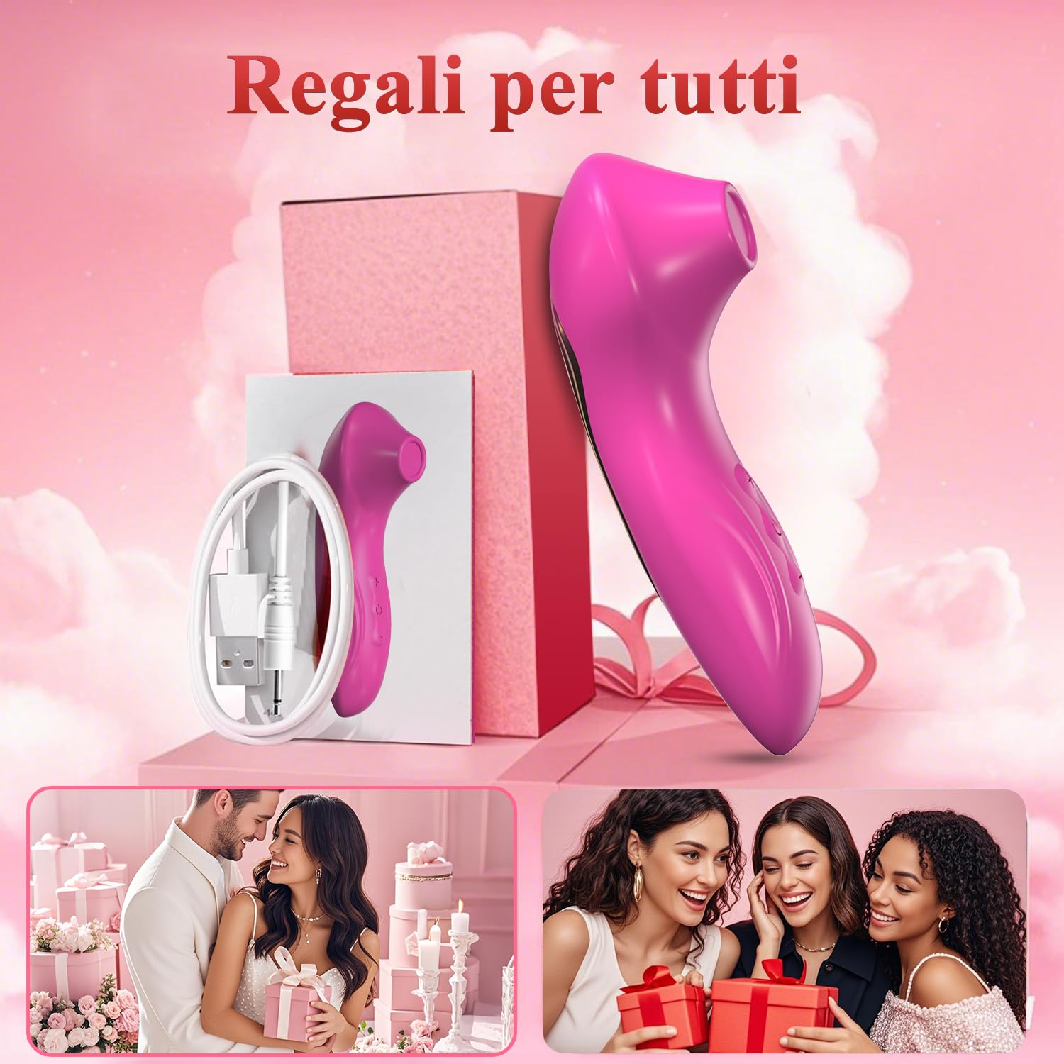 Vibratoreper Donna Professionale Clitoride,Succhia clotoride per donna vibratore clitoride Sexytoysys Donna Coppia 10 Succhiare Modalità Vibratoriper donne Wireless stimolatore clitoride (Xq03-rosso)