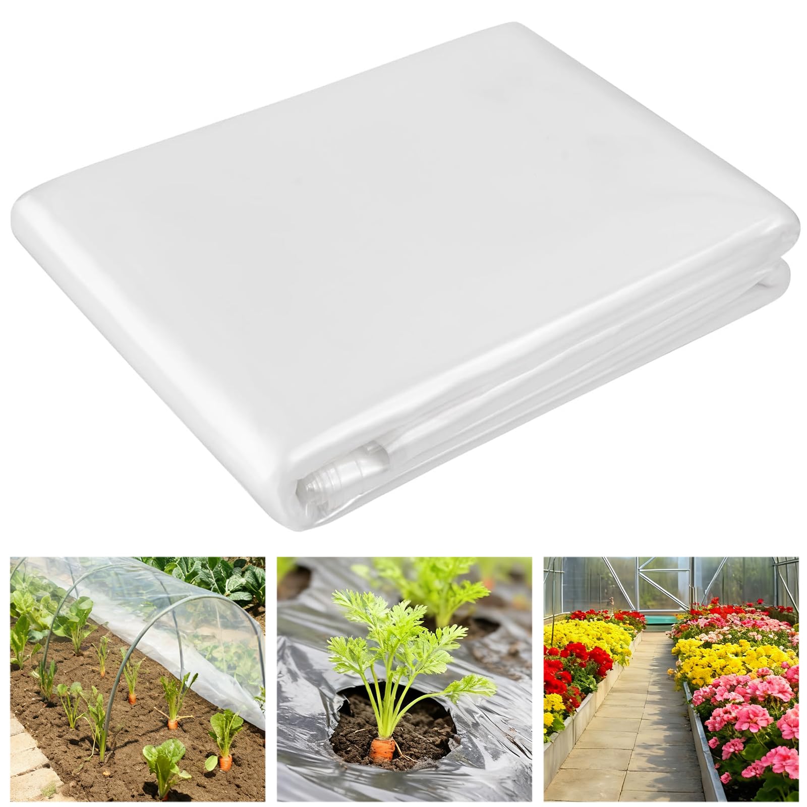 2x3M Thick Clear Polythene Plastic Sheeting,Heavy Duty Waterproof Dust Cover for Greenhouse, Polyethylene Dust Horticultural Membrane, Gardening Insulation& Building Rubble Protection