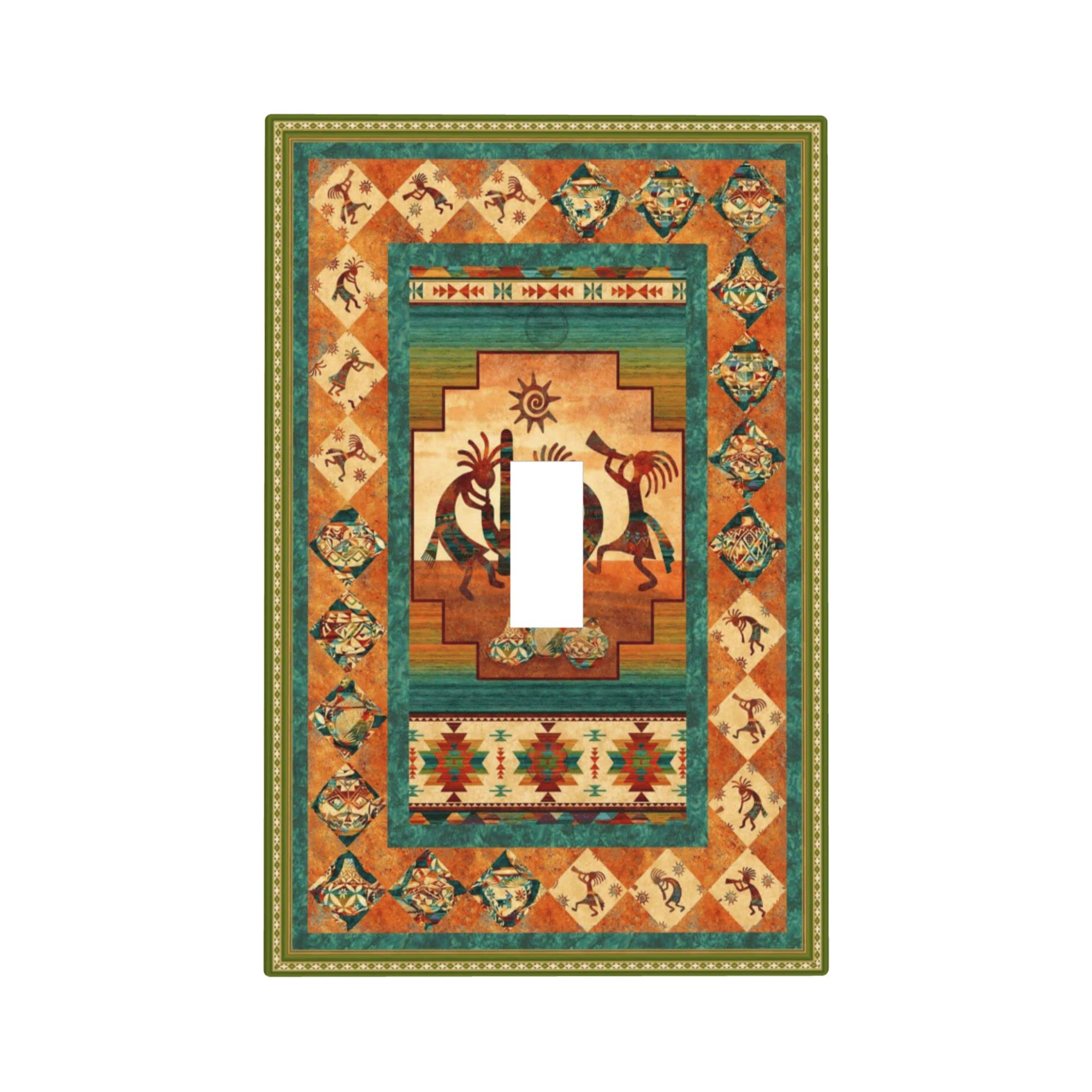 Southwestern Aztec Light Switch Cover Single Toggle Switch Plate Covers Modern Decorative 1 Gang Wall Plates for Light Switches, 5 x 3 Inch