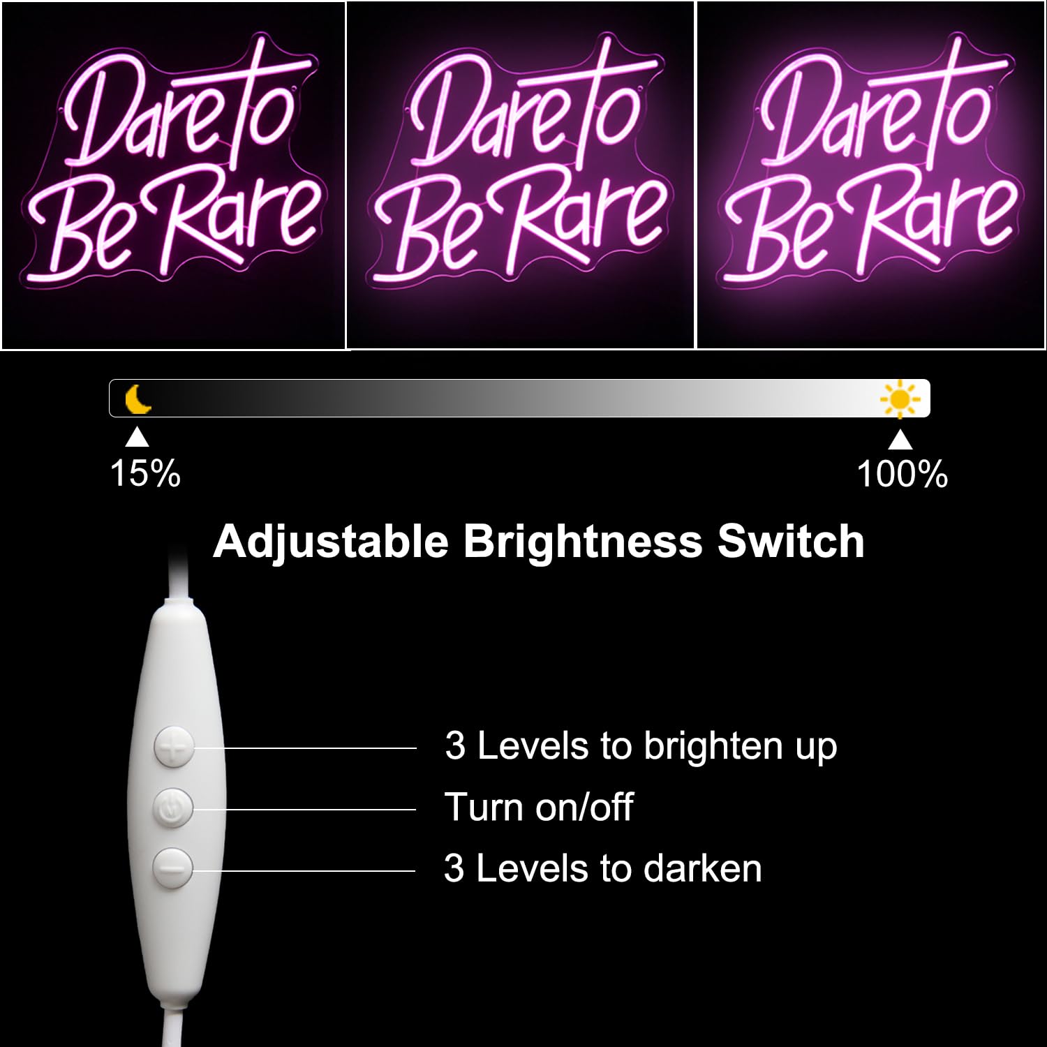 Letrero LED de neón rosa para decoración de dormitorio, regalo para niña
