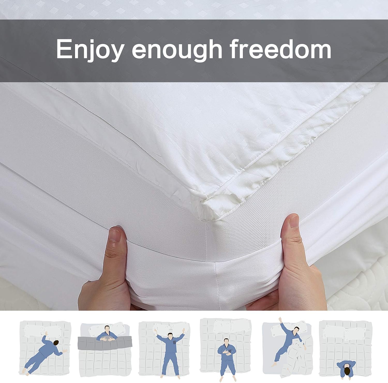 EDILLY Full Mattress Topper,Extra Thick Bed Topper Pillow Top Mattress Cover Pad,Plush Quilted Cotton Top with 8-21Inch Deep Pocket Down Alternative Fill
