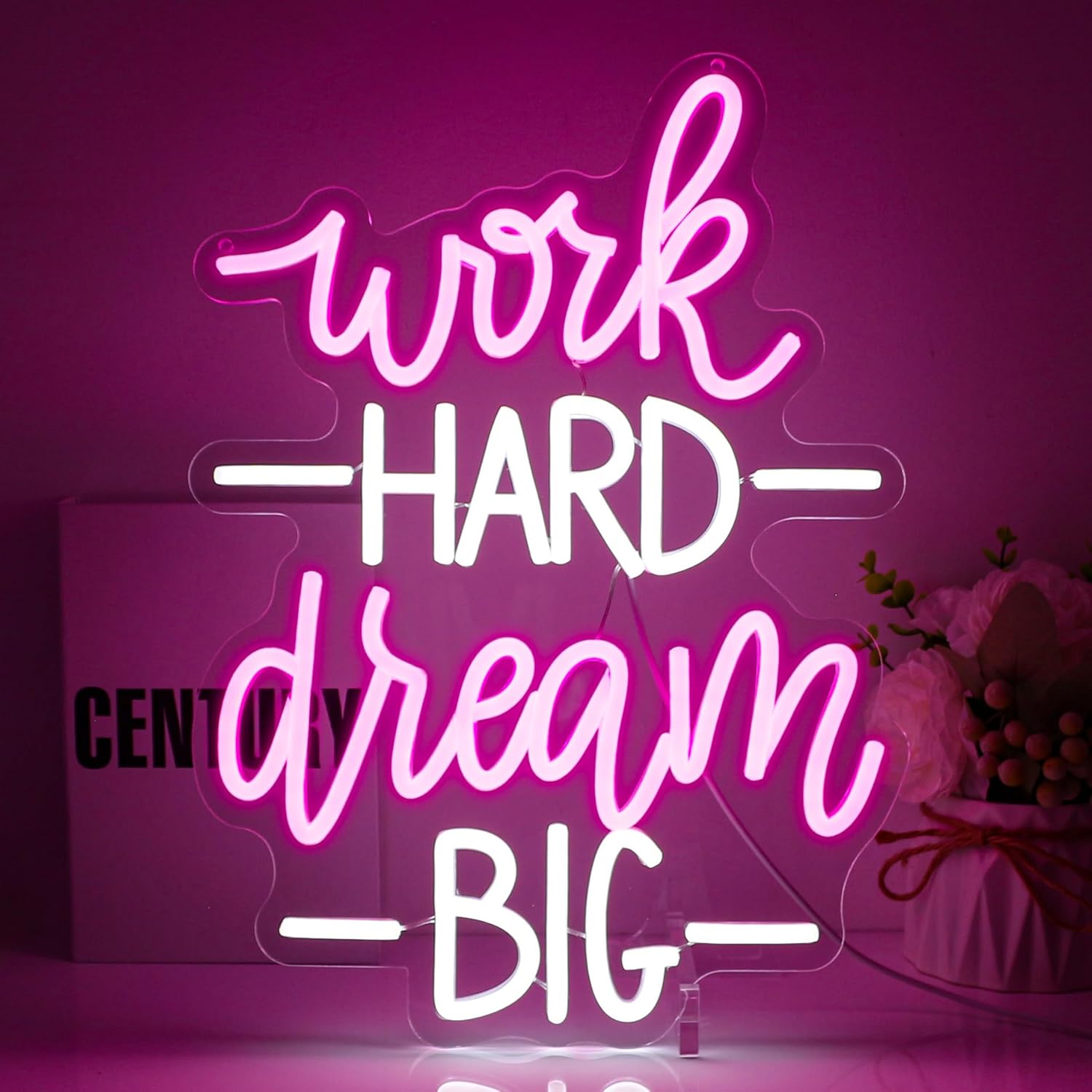 Work Hard Dream Big Neon Sign Led Neon Lights Neon Signs for Wall Decor Light Up Sign for Birthday Party Club Gift