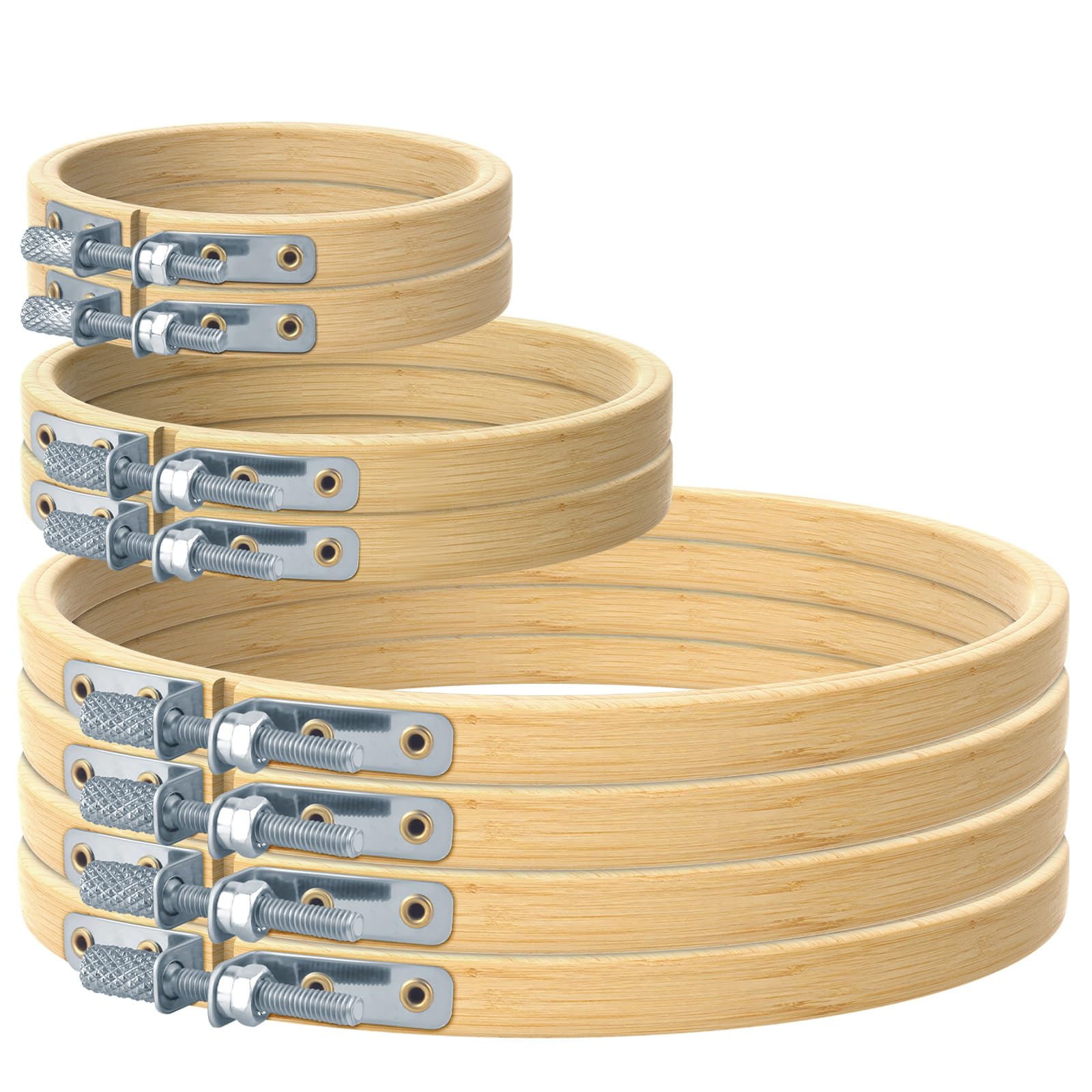 Aros de bordado para punto de cruz TINDTOP de madera redondos con bastidores de bambú ajustables 8