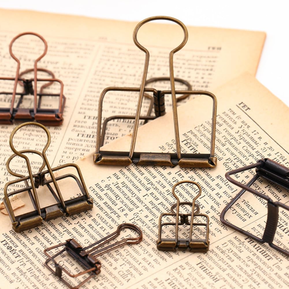 30 Stück Foldback Klammern, 51mm Metall Hohl Binder Clips Mehrzweck Lange Schwanzklammer für Zuhause, Schule, Büro und Bastelprojekte (Bronze)