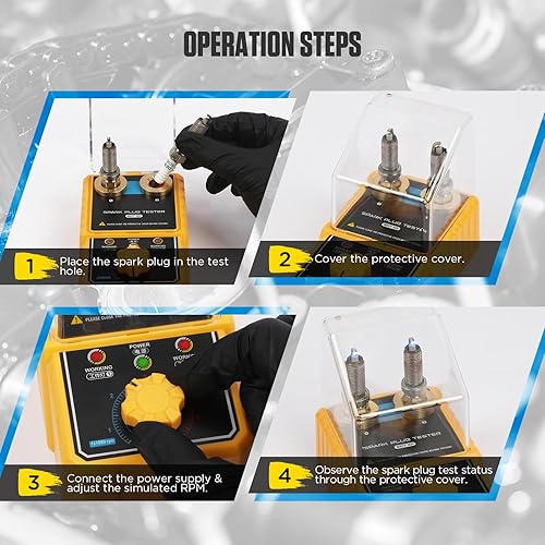 Miniatura 8 de Probador de bujías SPT101 - Detector de 2 agujeros, analizador de encendido 0-6000RPM, simulador de rendimiento del motor, Plug & Play 110V/220V