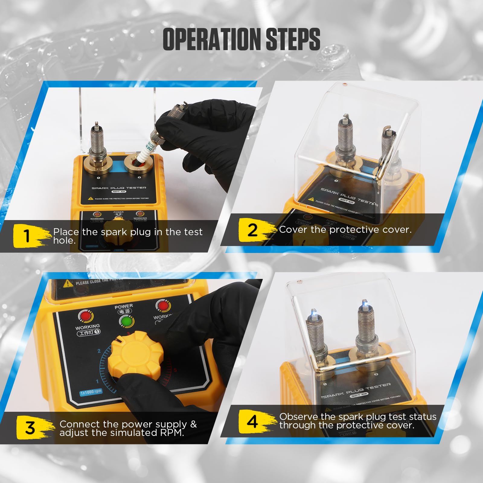 Utensili di accensione a candela SPT101 Automotive Candela Tester Rilevatore a doppio foro Accensione Candela Tester Analizzatore 110V/220V