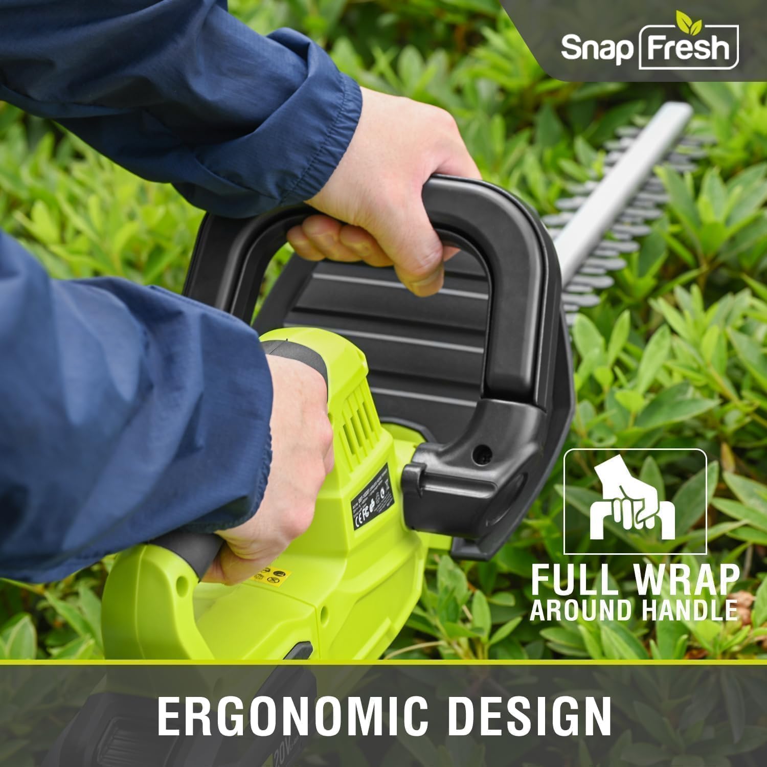 SnapFresh 20V Cordless Hedge Trimmer - 22" Dual-Action Blade,Electric Bush Trimmer,2.0Ah Battery & Fast Charger Included