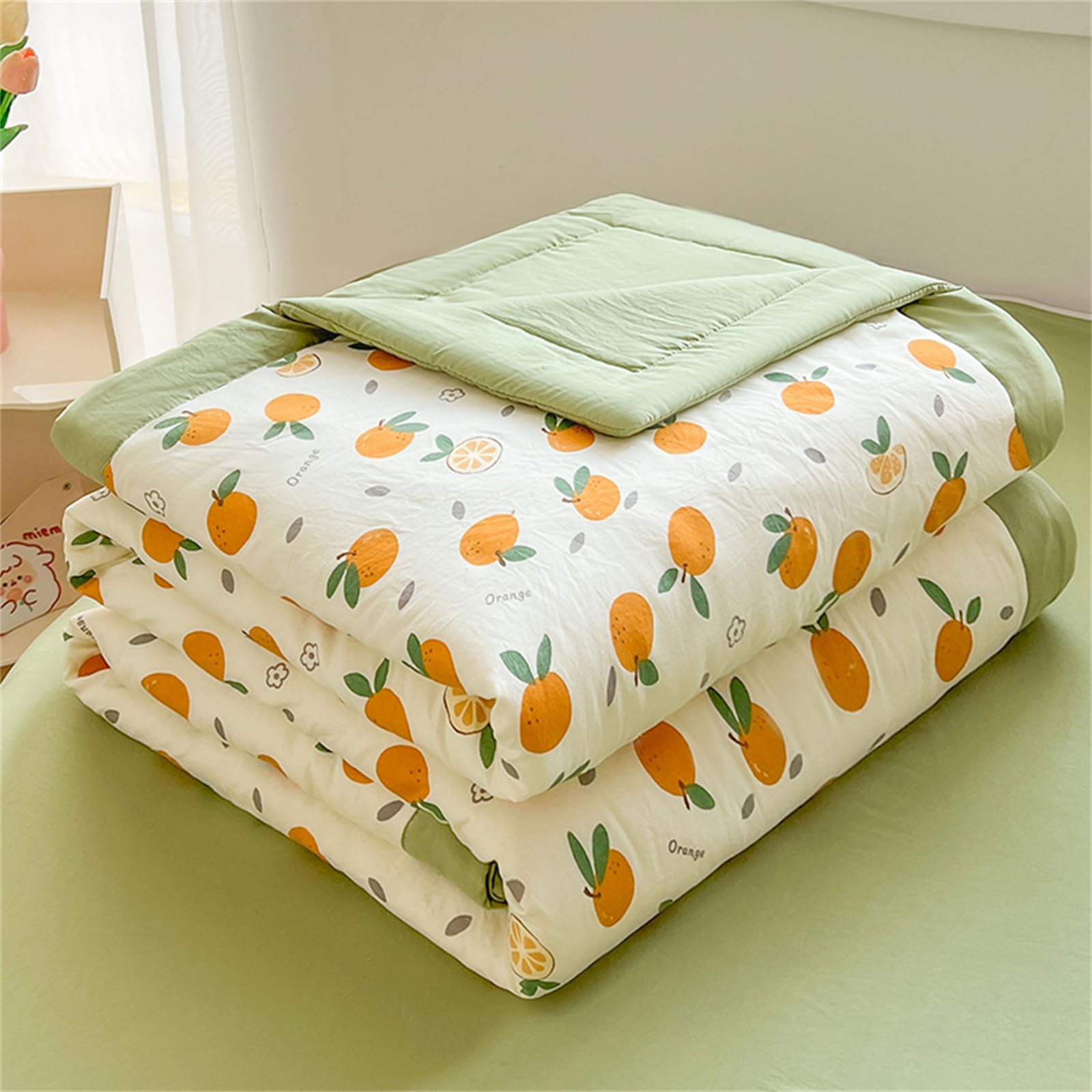 Odot Coverless Duvet 4.5 Tog for Single Double King Size, Summer Duvet No Cover Cosy and Lightweight Quilt Breathable Bedspreads Quilted Throw for Beds (Tropical orange,150 * 200cm)