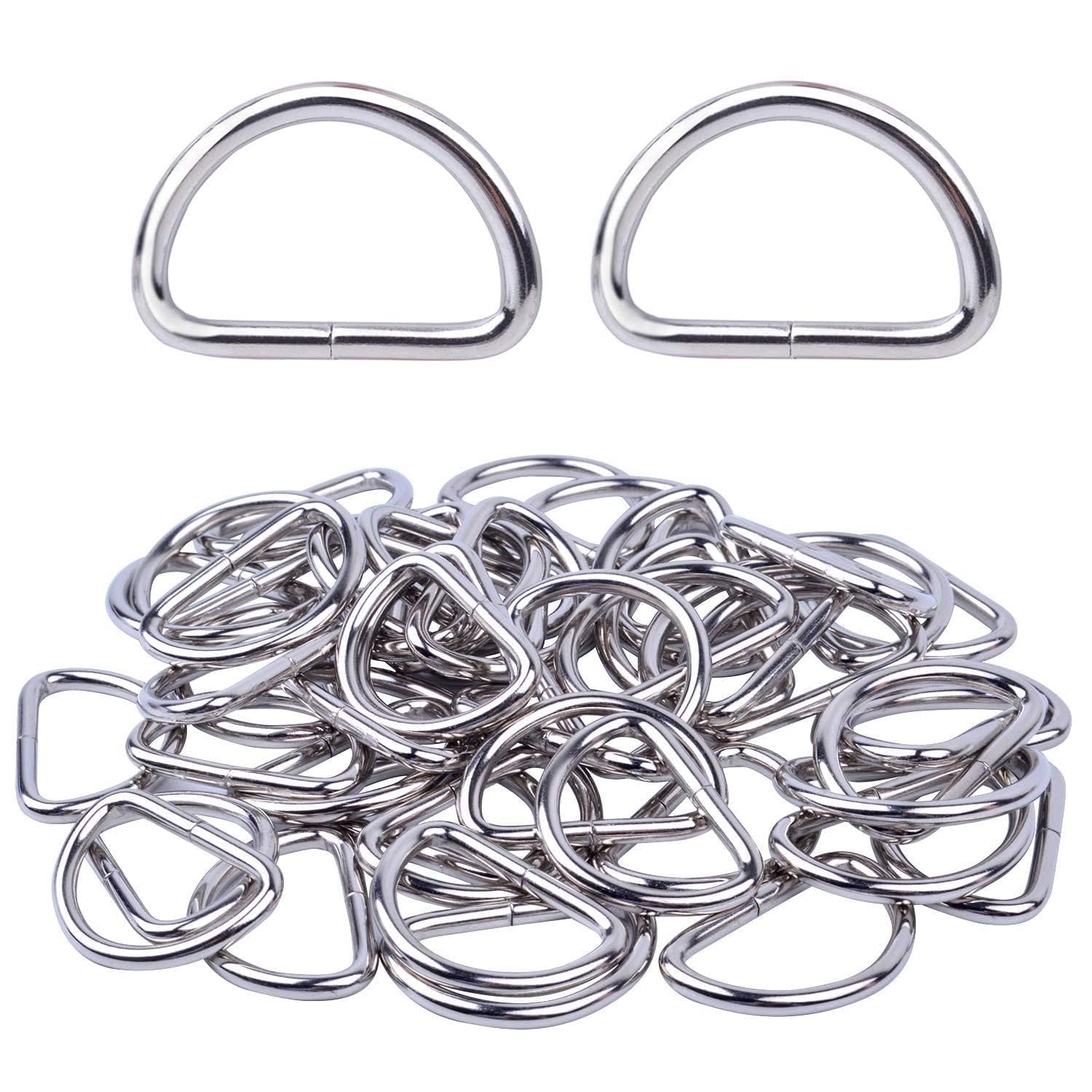 D Shape Rings Buckles Non Welded Nickel for Sewing Keychains Belts, Handbag Strap DIY Accessories and Bag Making Repairing, (Silver) Size : 1” inch / 25 mm-image-13