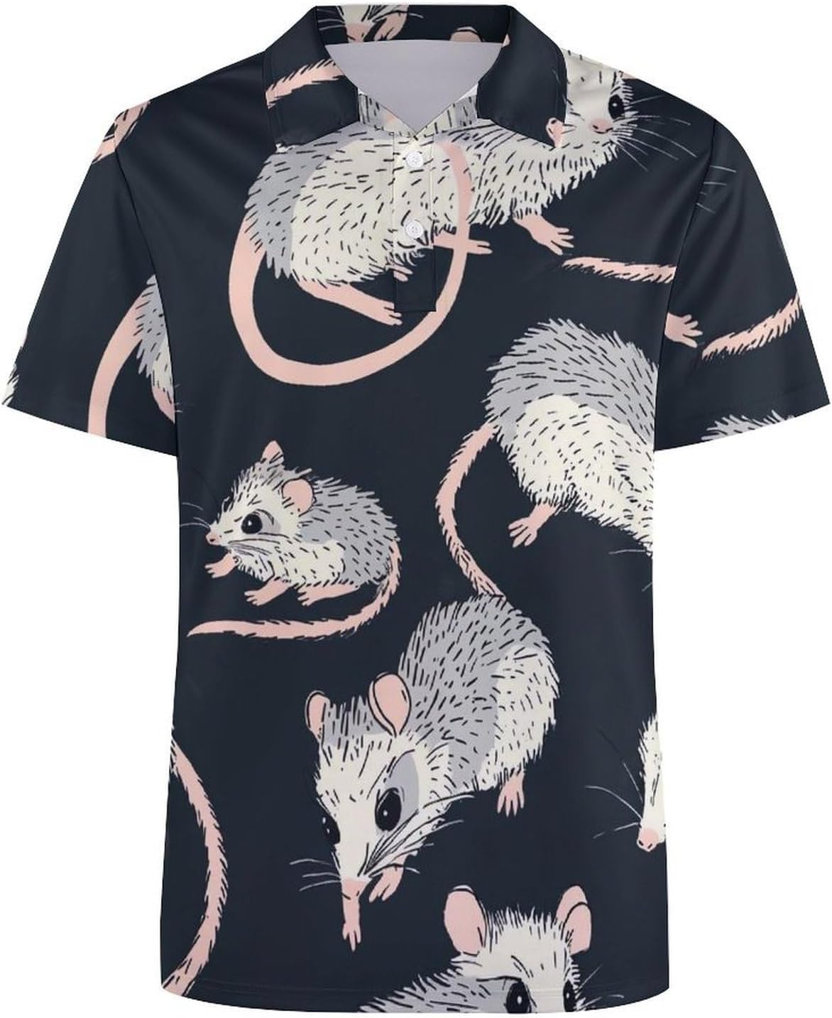 Cartoon Possums Pattern Men's Polo Golf Shirts Collared T-Shirt | short sleeve,three button,quick dry,machine washable,summer tee top