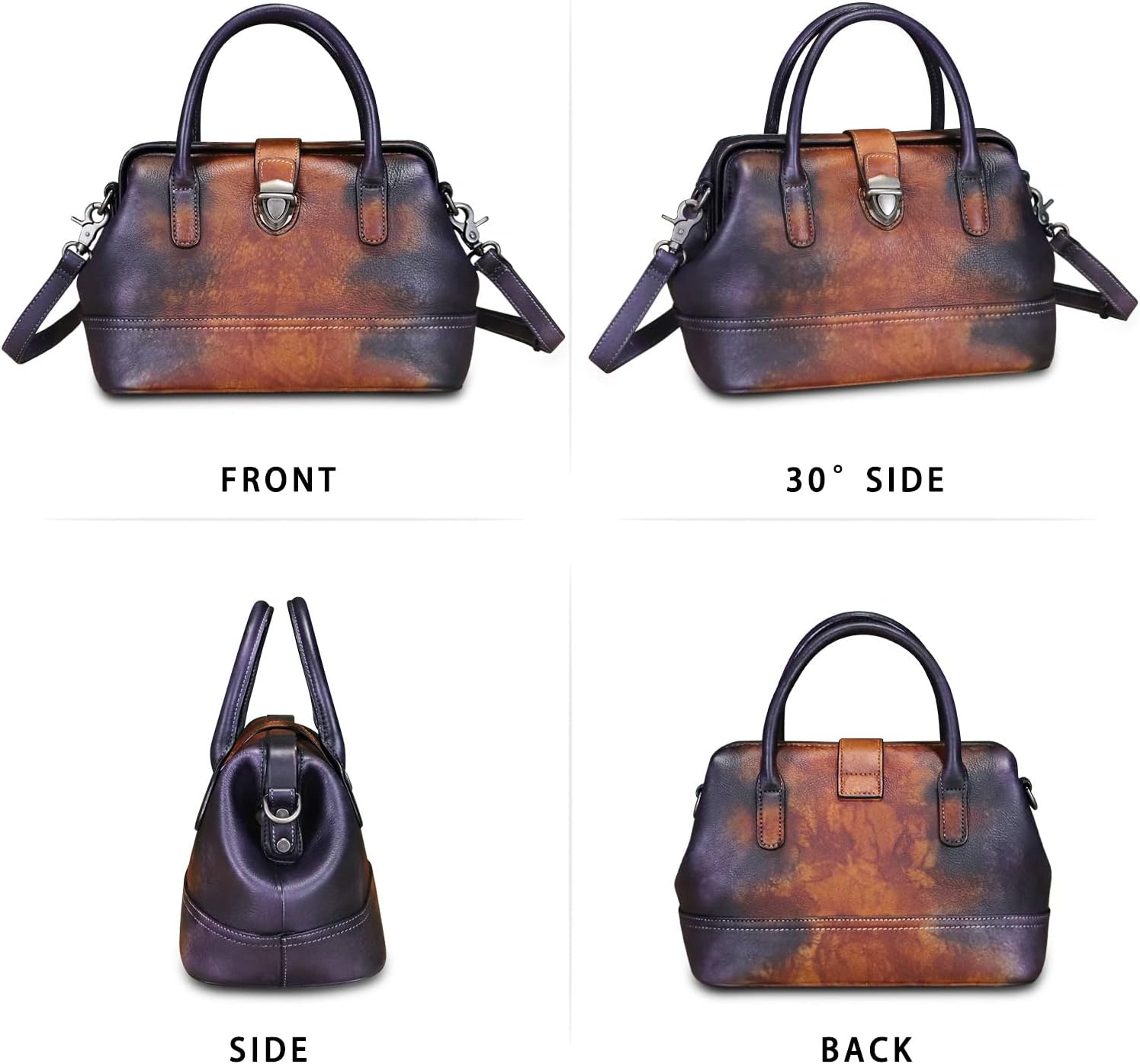 Genuine Leather Purses and Handbags for Women Vintage Handmade Real Leather Shoulder Bag Crossbody Satchel Purse with Strap - Image 5