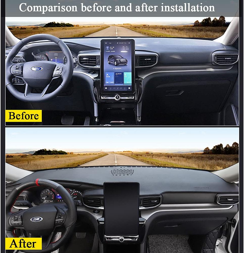 Rifoda for Ford Explorer Dash Board Cover Mat Center Console Cover Fit for Explorer 2020 2021 Instrument Panel Leather Material Cover Sun Shade pad