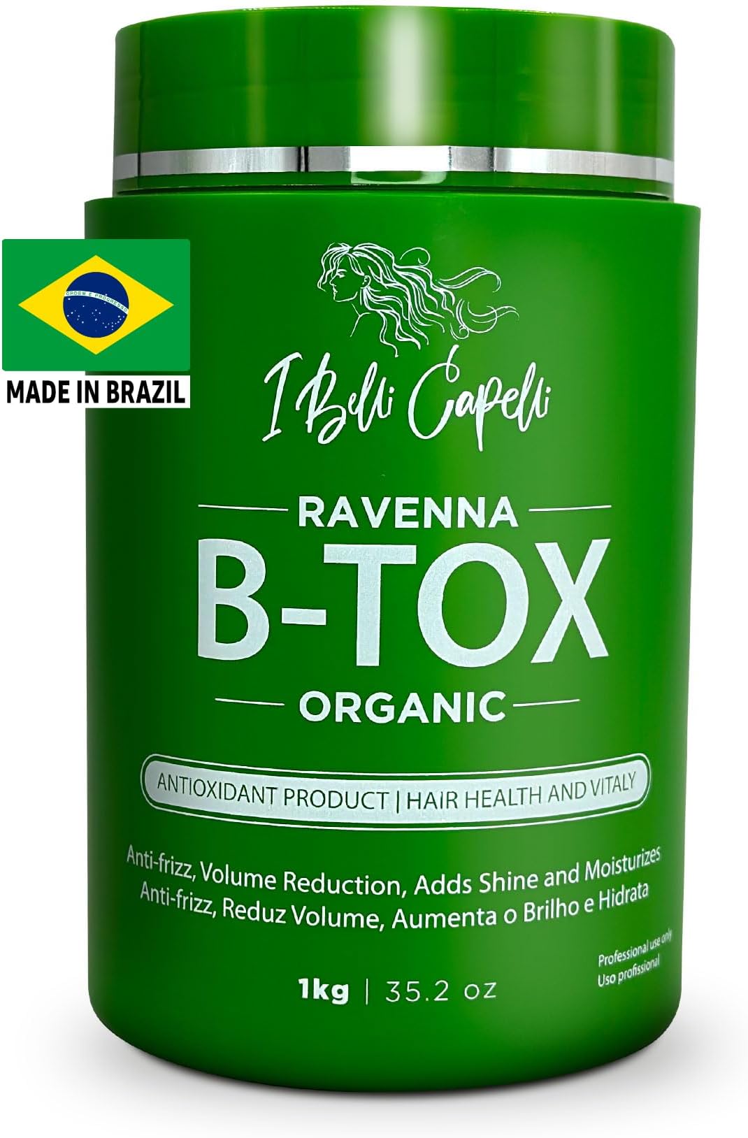 I Belli Capelli Ravenna Organic Hair B-tox Treatment - Formaldehyde-Free, Anti-Frizz Smoothing for Hair - 35.2 oz (1kg)