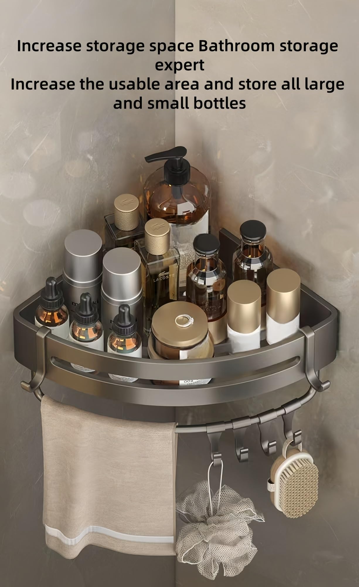 Duschregal Eckduschregal Badezimmer Eckregal Duschablage Duschablage Bohrfrei Duschregal (Grau, 3
