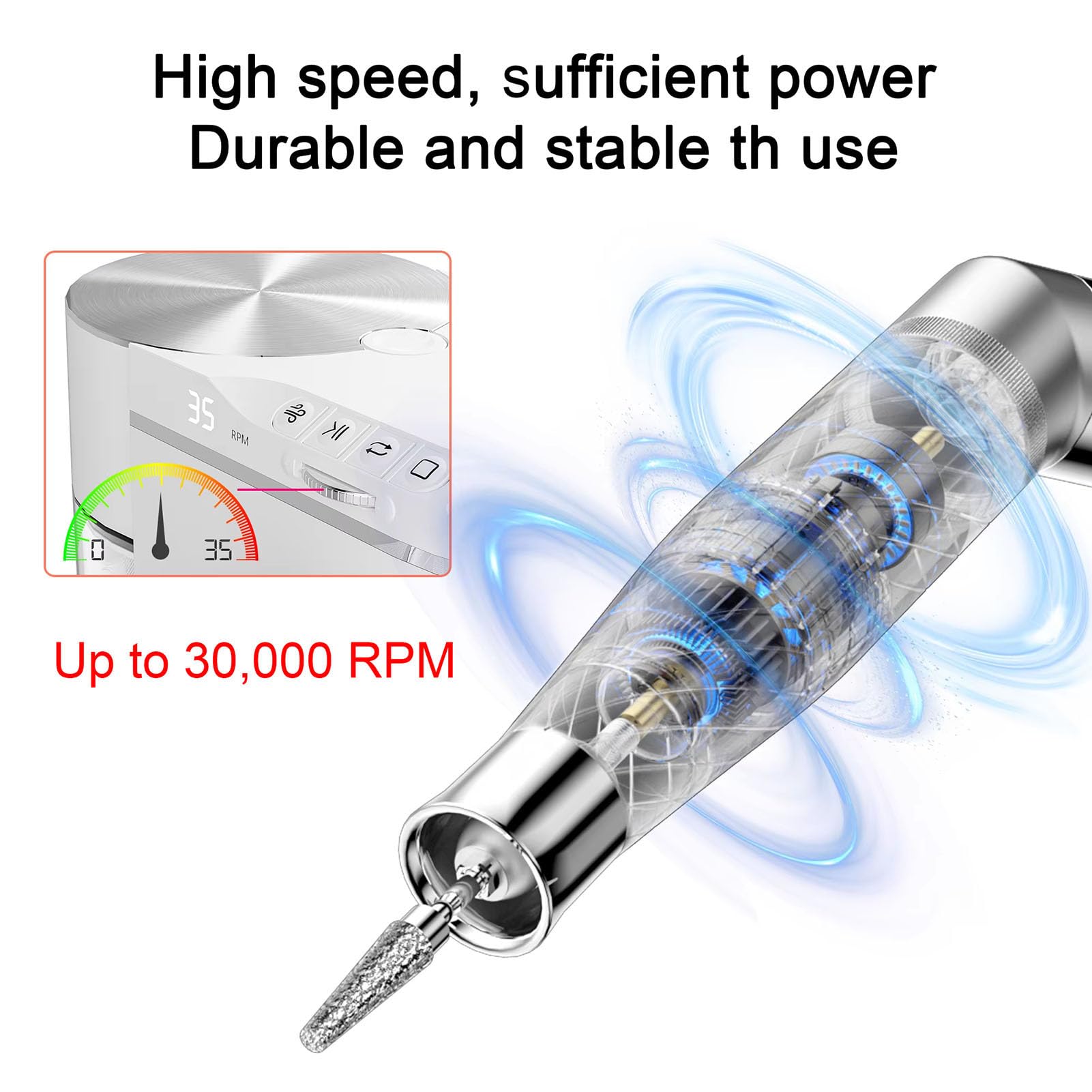 Lima de uñas eléctrica 2 en 1, 30000 RPM, para salones de belleza y uso