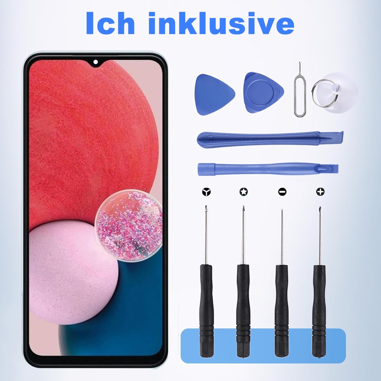 ZOETEC Bildschirmersatz für Samsung Galaxy A13 4G SM-A135F SM-A137F LCD-Display, Touchscreen, Digitizer, komplette Montage mit Rahmen, Reparaturwerkzeug-Set