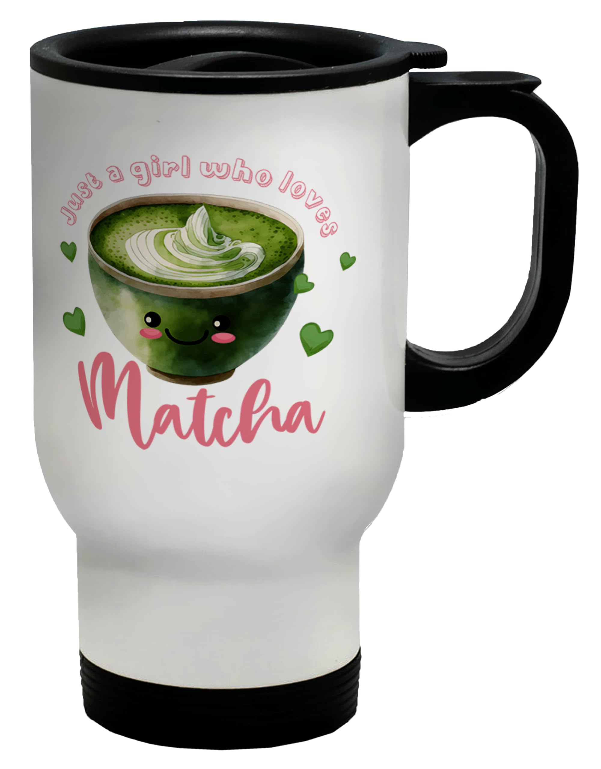 Shopagift Girl Who Loves Matcha Travel Mug Funny Green Tea Stainless Steel 14oz Cup