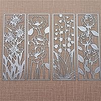 Vista 4 de 4 Pieces Background Flower Frame Metal Cutting Dies 3D Rectangle Flower Dies Leaves Shape Embossing Scrapbooking Dies Cuts Stencil for DIY