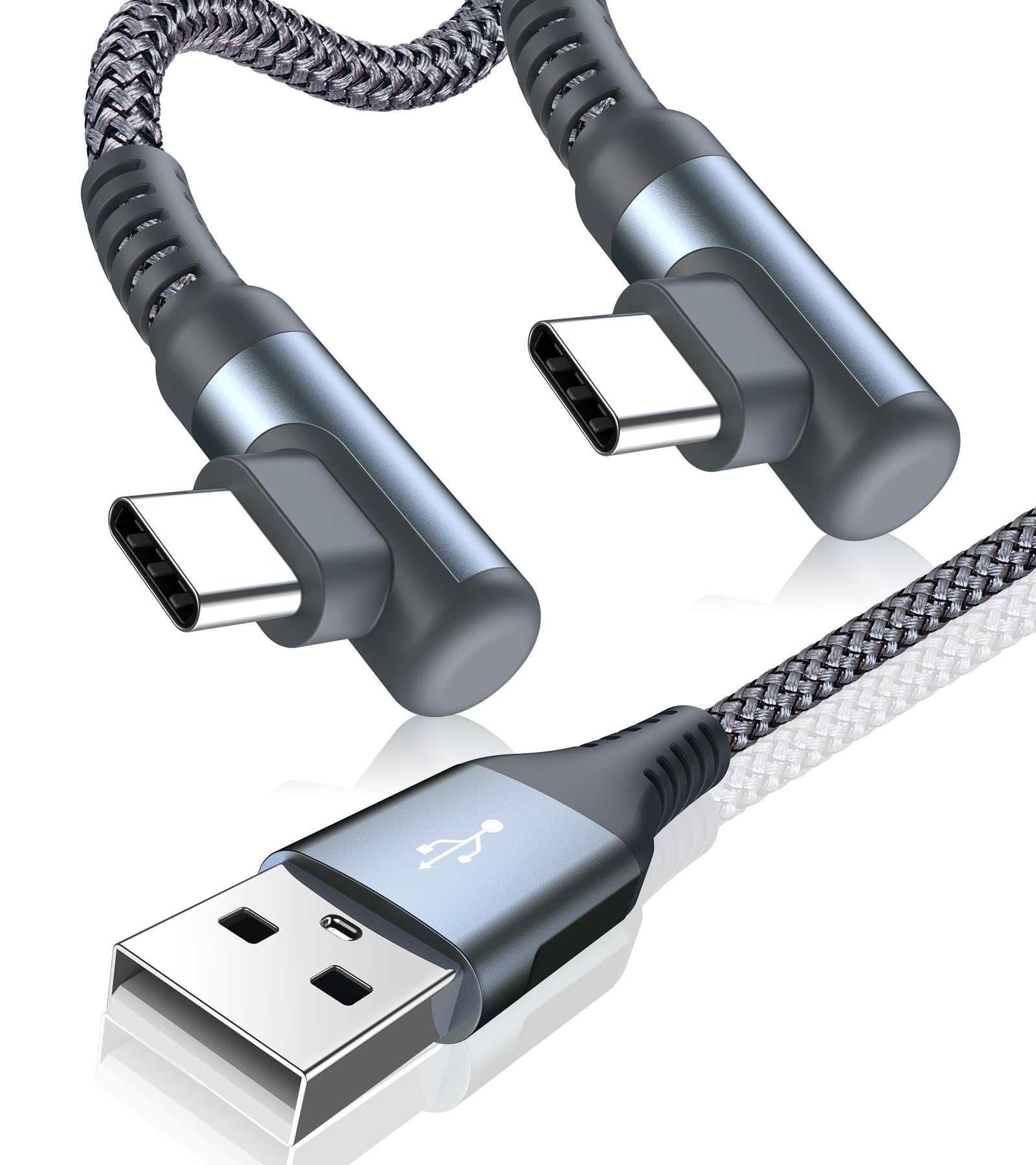 CCavo USB C 90 gradi [2 pezzi 3m] 3.1A ricarica rapida, cavo di ricarica Cavo USB C in nylon tipo C per i Phone 17 16 15 Pro Max Air, Samsung Galaxy S24 S23 S22 S21 S20, Note20/10, A71 A52 A51 A50 A4