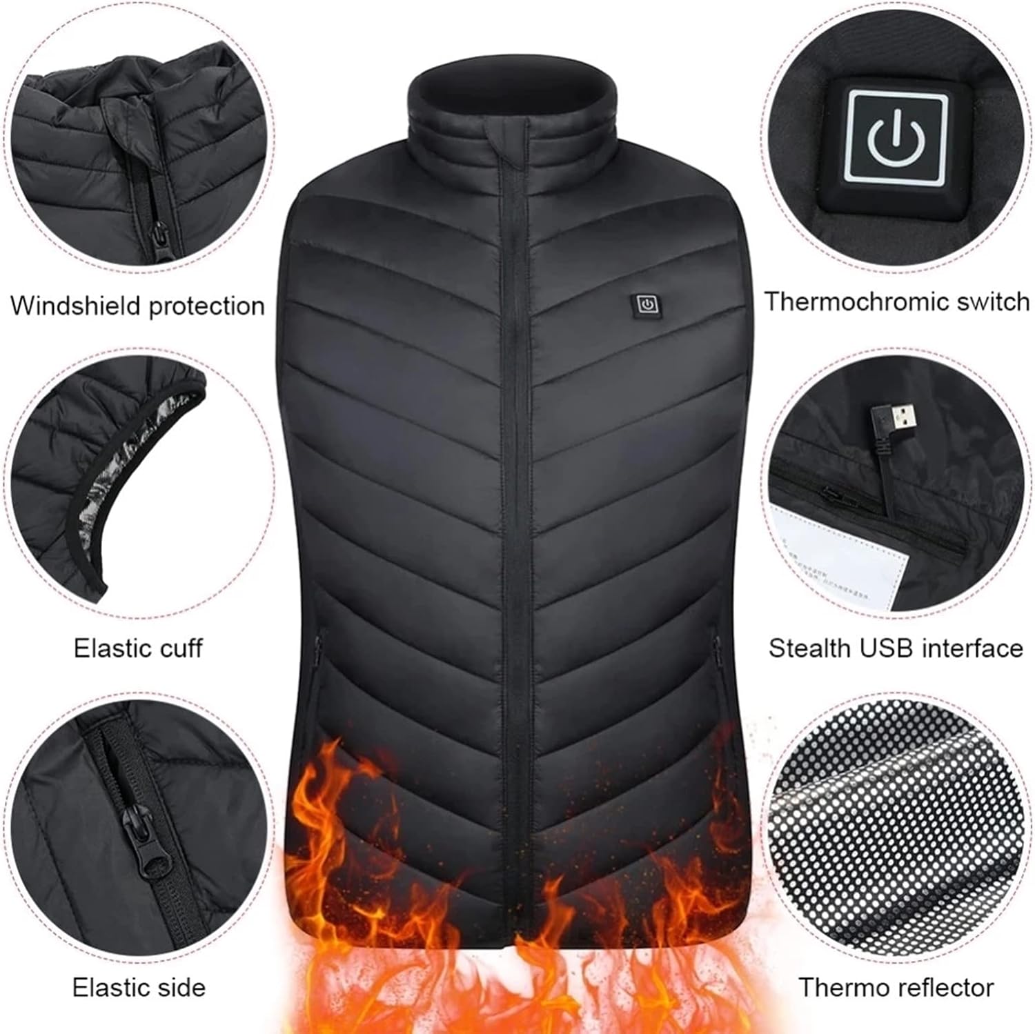 HB1 Heated Vest Jacket Fashion Men Coat 11pcs Heated Part Intelligent USB Electric Heating Thermal Winter Warm Clothes