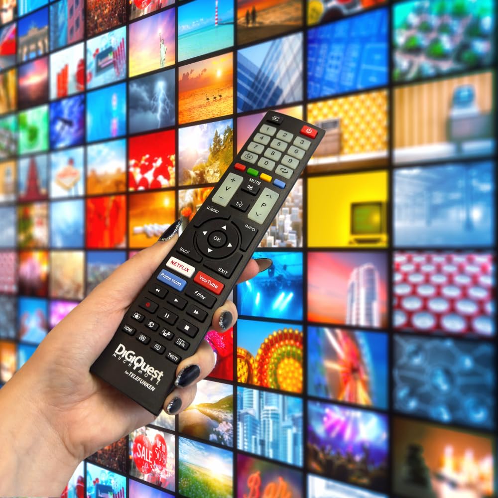 Digiquest Telecomando compatibile con TV a marchio TELEFUNKEN, VESTEL e BEKO | Tasti fluorescenti e dedicati alle piattaforme streaming I Già configurato e pronto all'uso
