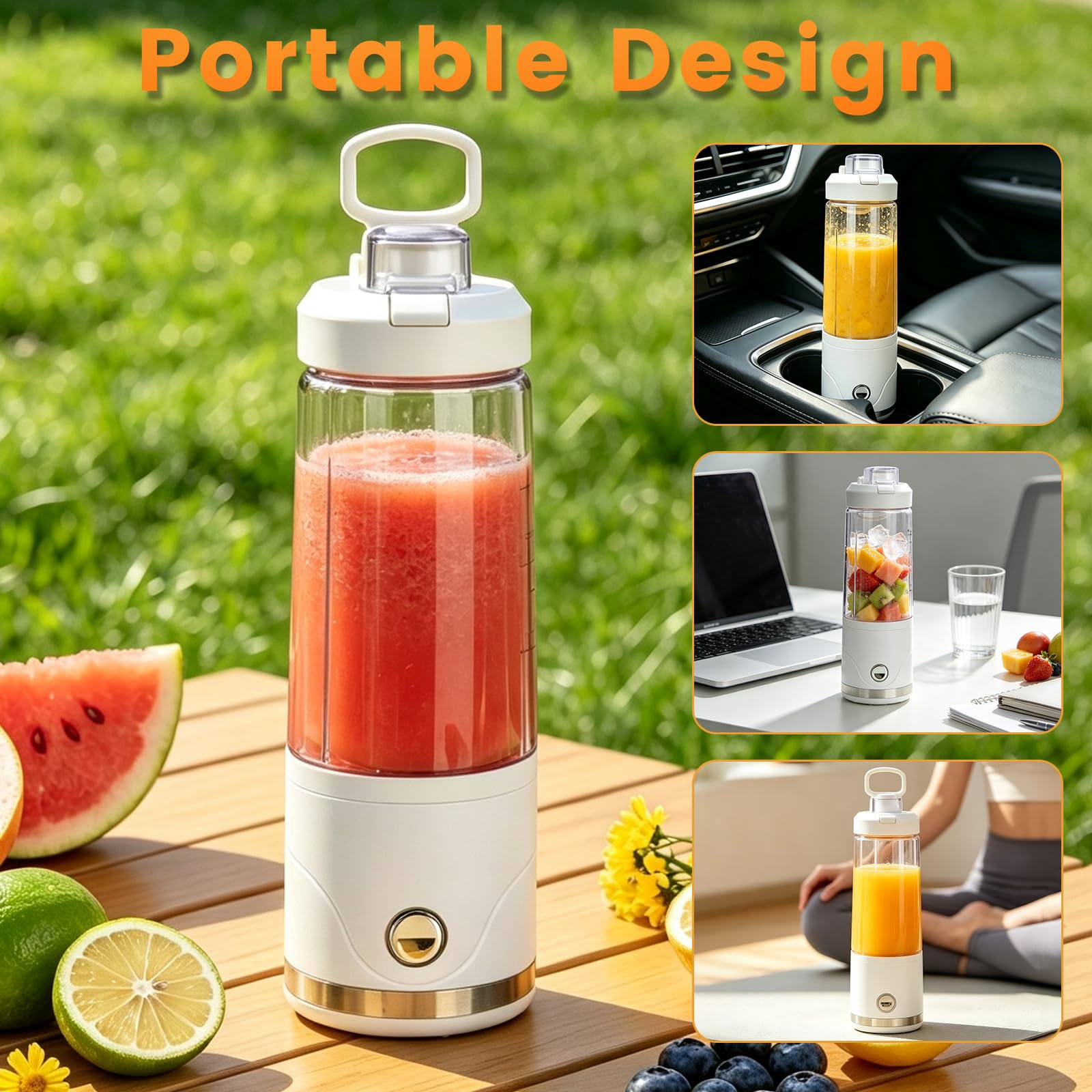 Batidora De Vaso Portátil 650ml, Licuadoras Para Zumos Y Batidos Con 6 Cuchillas, Mini Batidora Recargable Por USB, Vaso Batidora Para Smoothies, Gimnasio, Oficina Y Viajes