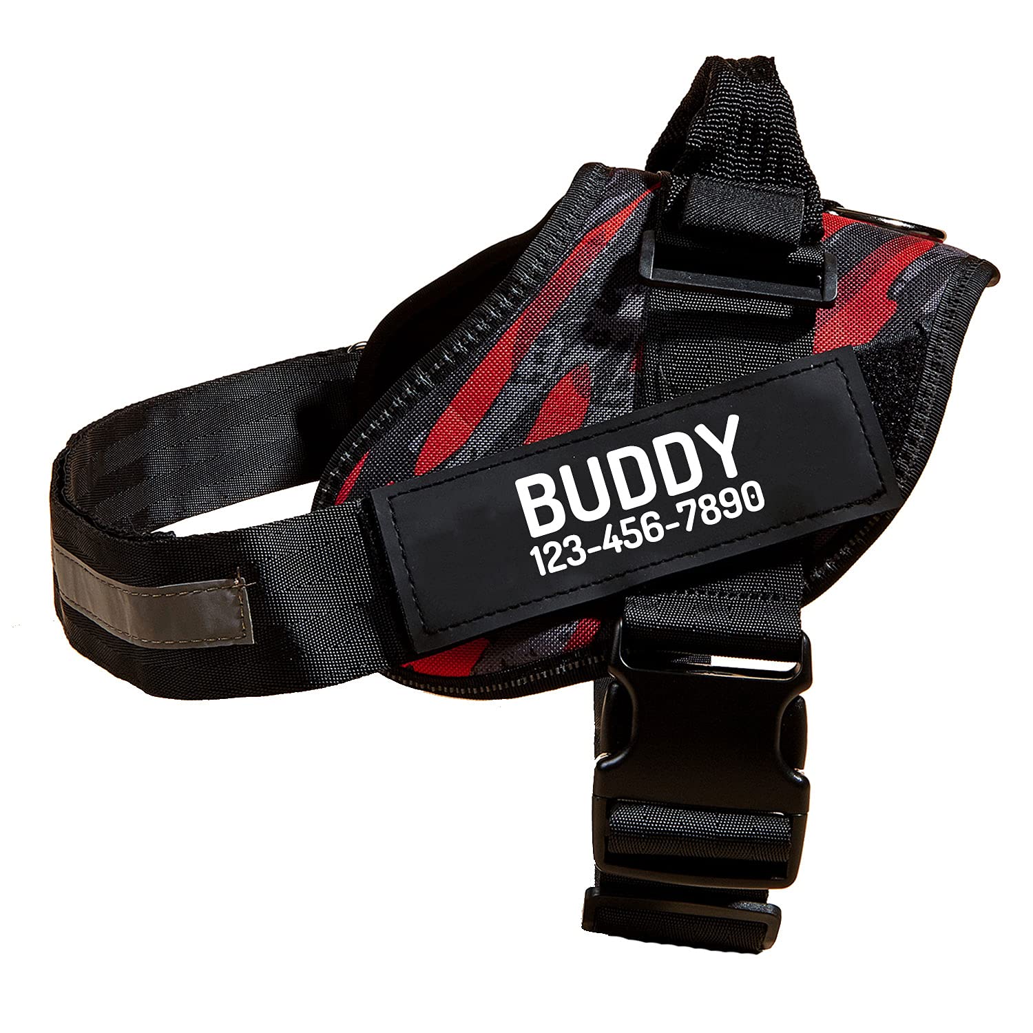 PawPawify Personalized No Pull Dog Harness with 2 Custom Name & Phone Patches, Reflective Breathable Pet Vest for Walking Training, Adjustable Heavy