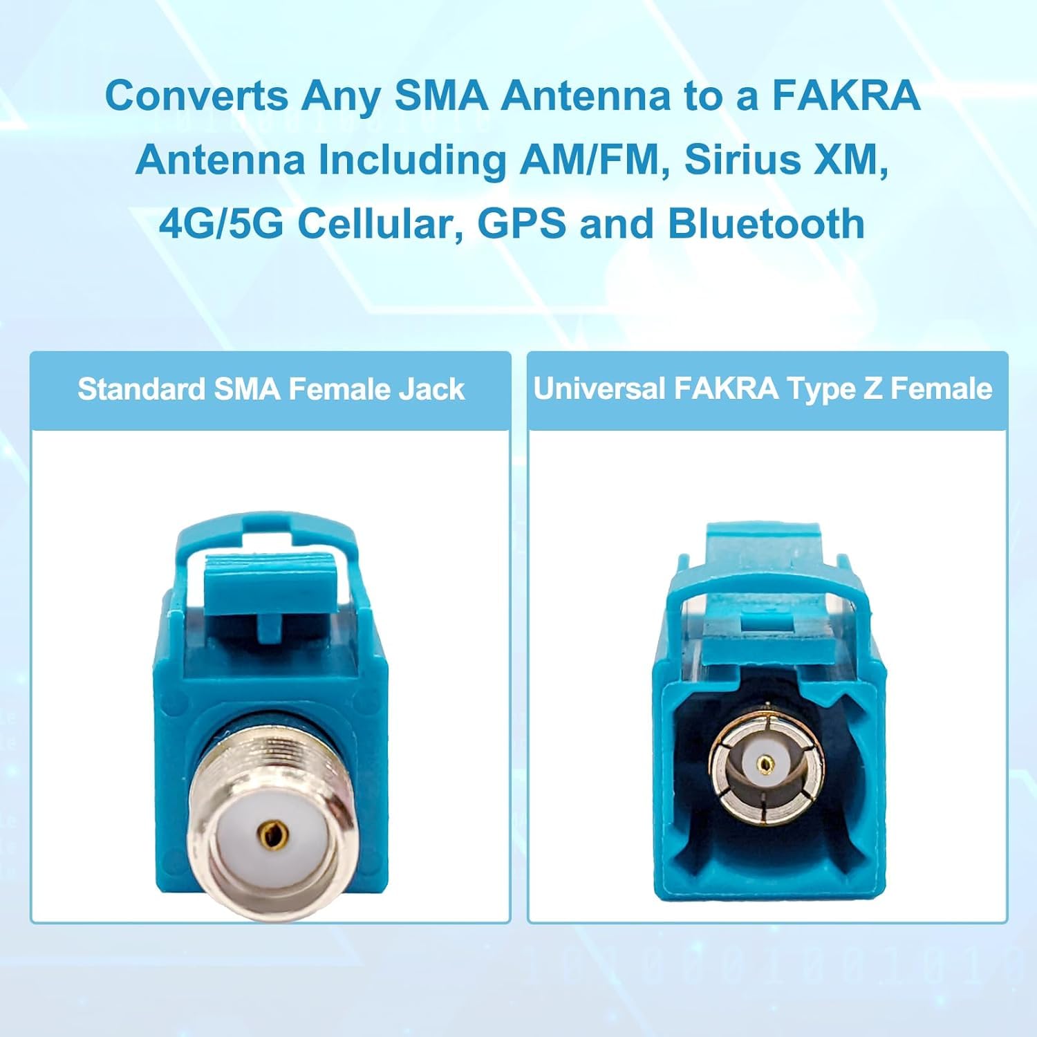 Adattatore Fakra Z femmina a SMA femmina serie Waterblue compatibilità universale per telefoni cellulari FM, 4G/5G, GPS, Bluetooth e altri adattatori di segnale antenna SMA con filettatura RF