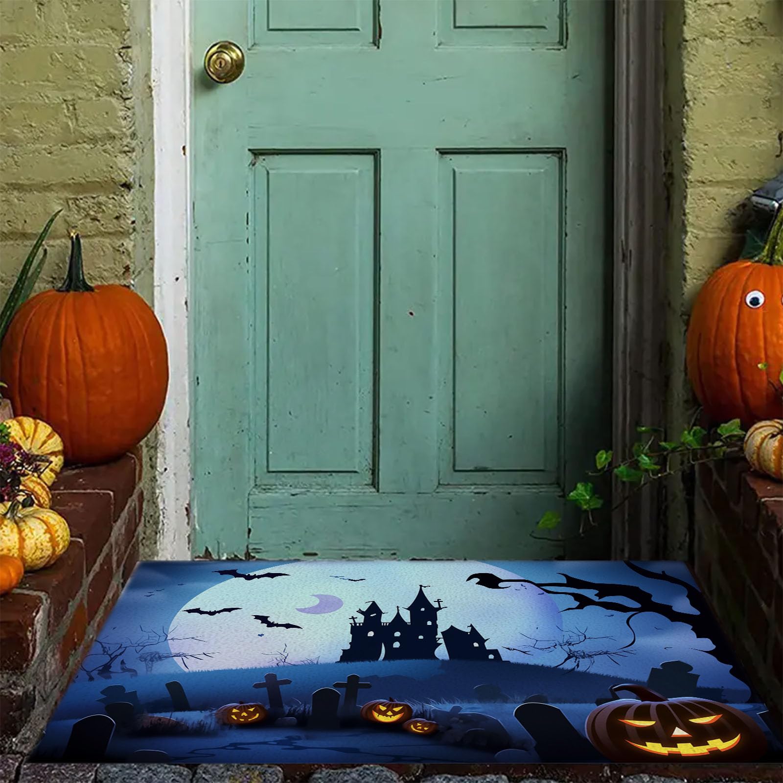 Paillasson D'Halloween Motif Tête De Mort, Beige Pour Entrée Intérieure