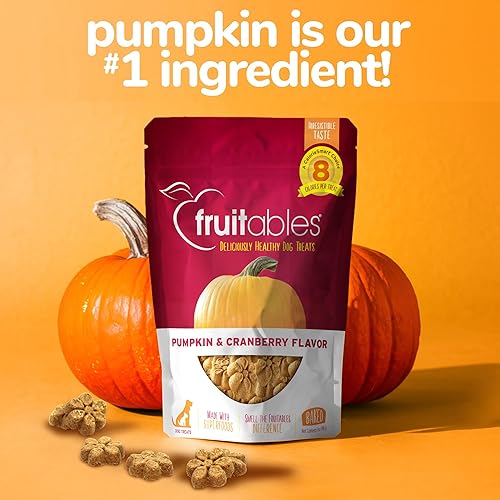 Miniatura 7 de Fruitables Golosinas horneadas para perros, bocadillos saludables de calabaza para perros, bajos en calorías y deliciosos, sin trigo, maíz o soja,