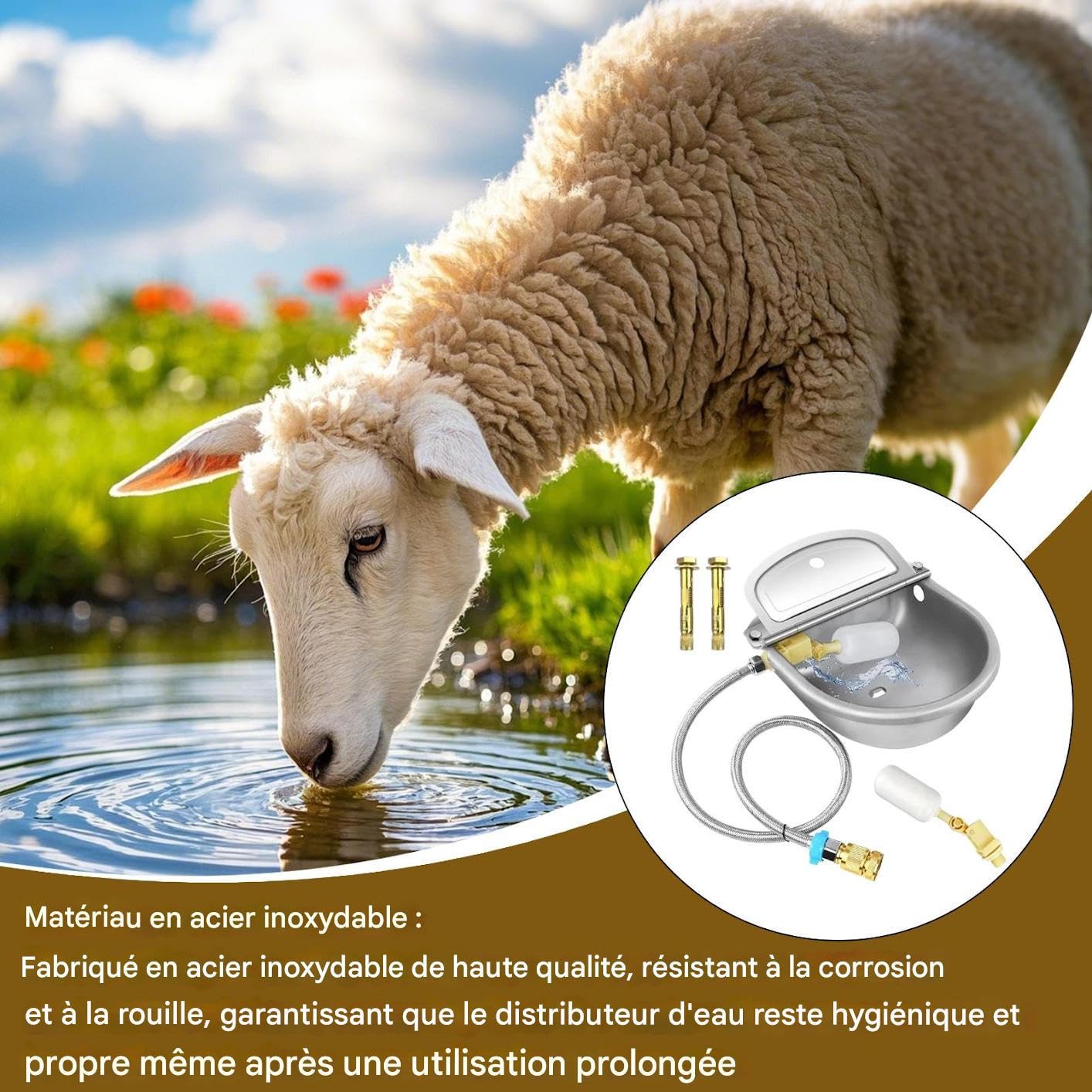 Bebedero Automático para Animales Acero Inoxidable Comederos para Animales | Recipiente De Gran Capacidad Para Bovino Equino Ovino Caprino