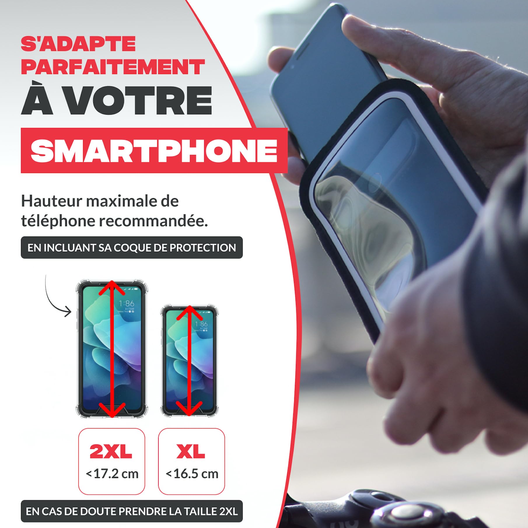 Shapeheart Support Téléphone Vélo Magnétique Universel - Pochette Étanche Tactile XL - Fixation Guidon VTT, Moto, Scooter - Housse Smartphone Imperméable Amovible - Installation Rapide et Stable