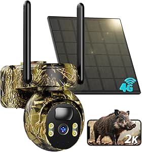 SEHMUA 4G LTE Solar Hunting Camera with SIM Card, 4G Wireless Outdoor Solar Camera with PIR Detection, Two-Way Audio, Colorful Night Vision, Waterproof IP66 asin的图片