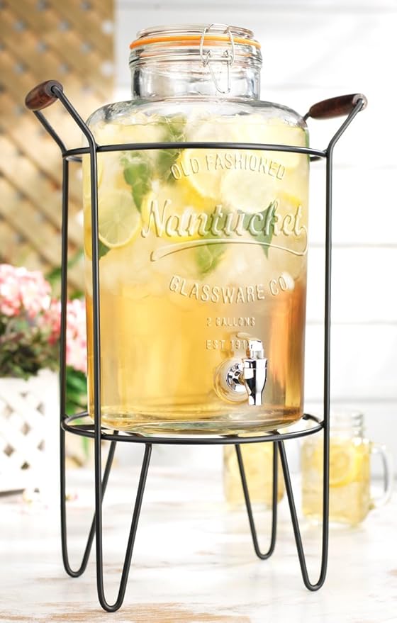 Nantucket 2 Gallon Glass Beverage Dispenser with Locking