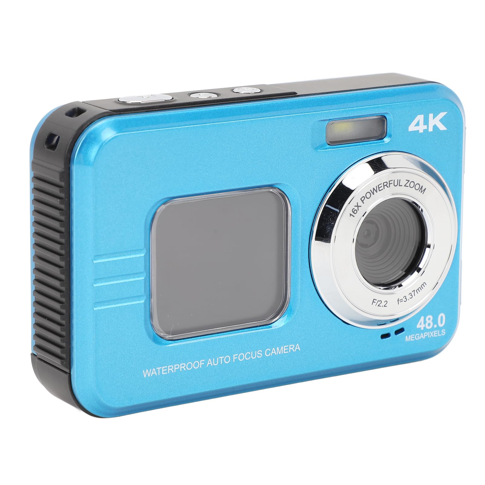 Underwater Camera, 16X Zoom 11ft 48MP 4K Water Resistant Camera for Outdoor (Blue)