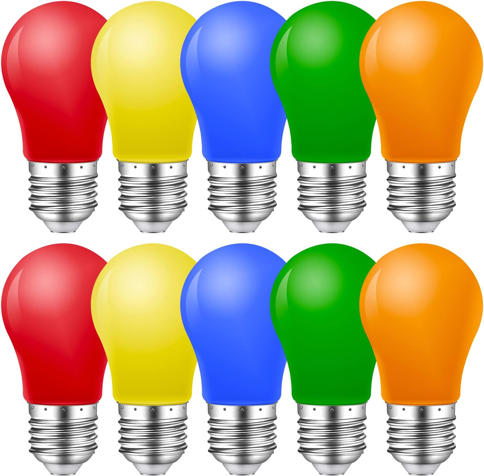 E27 Coloured Light Bulbs LED,1W E27 Light Bulb,LED Coloured Light Bulb,Mixed Colours Red Green Blue Orange Yellow,for Outdoor Indoor String,Christmas,Tree,Fairy,Party,Night Lights,10 Pack