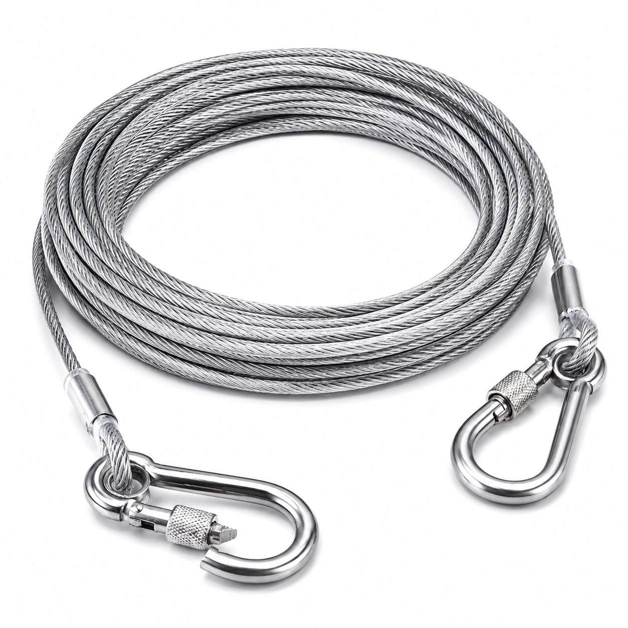 10M Stainless Steel Wire Rope | Heavy Duty Pet Tie Out Cable & Laundry Clothesline with Locking Hooks | Rustproof Outdoor Wire for Dogs, Camping, Balcony & Garden (10 Meters)-image-46