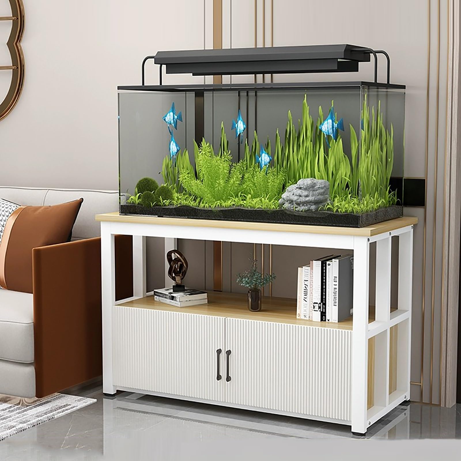 Support Aquarium 550 LB Haute Capacité avec Armoire Métallique Stable