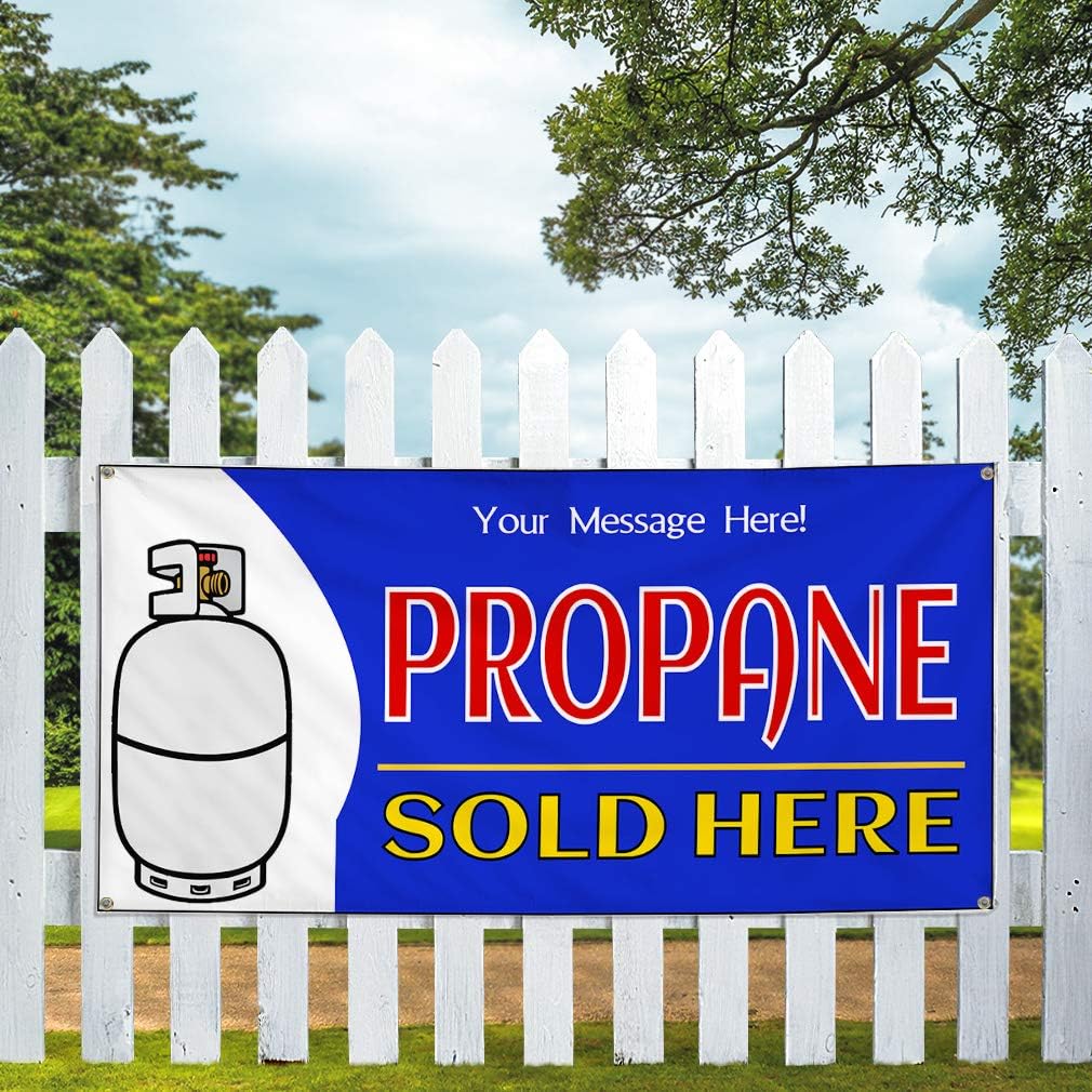 Custom Industrial Vinyl Banner Propane Sold Here Style C Personalized Text 4 Grommets 24x48Inches