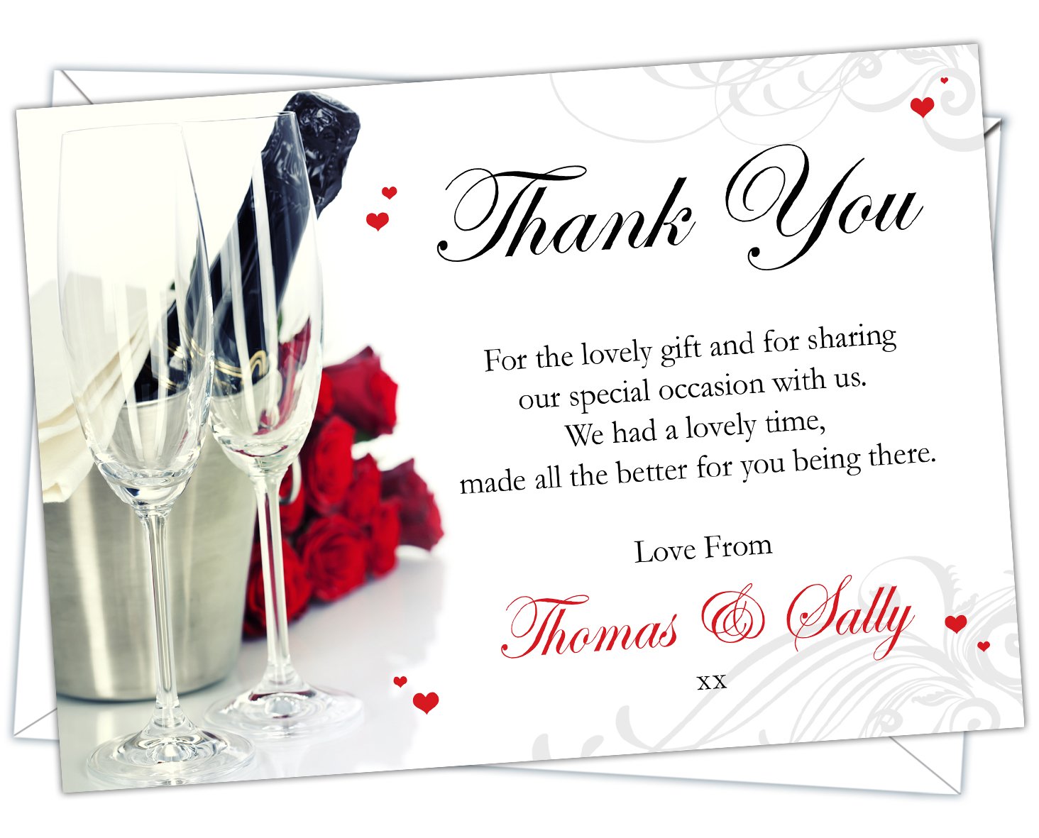 Personalised Ruby Wedding Anniversary Thank You Cards (Design Code: RWTY 024) (Pack of 32)