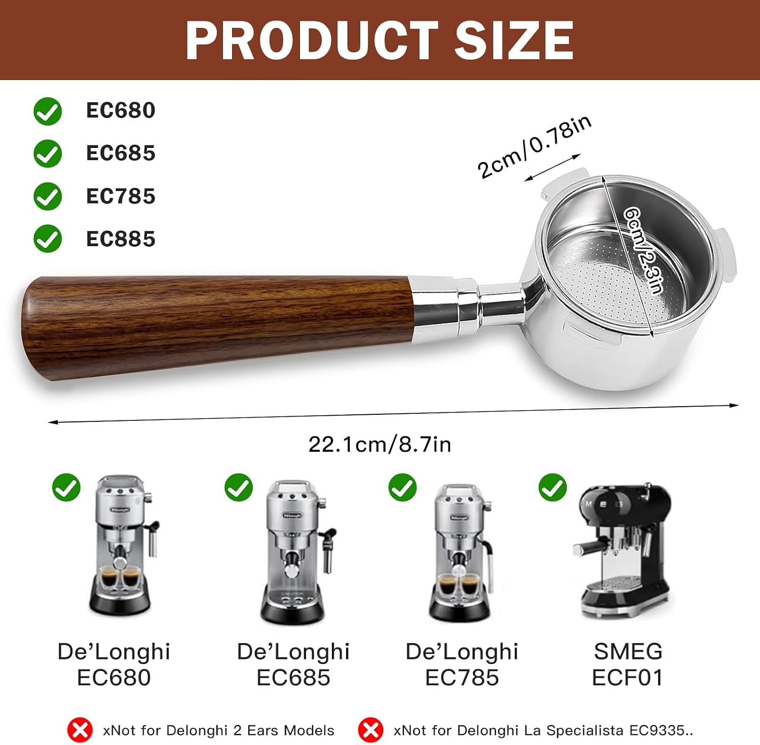 51mm bottomless portafilter for delonghi dedica 3 ear naked spout بورتافلتر مكشوف 51 مم لآلة - الصورة 2