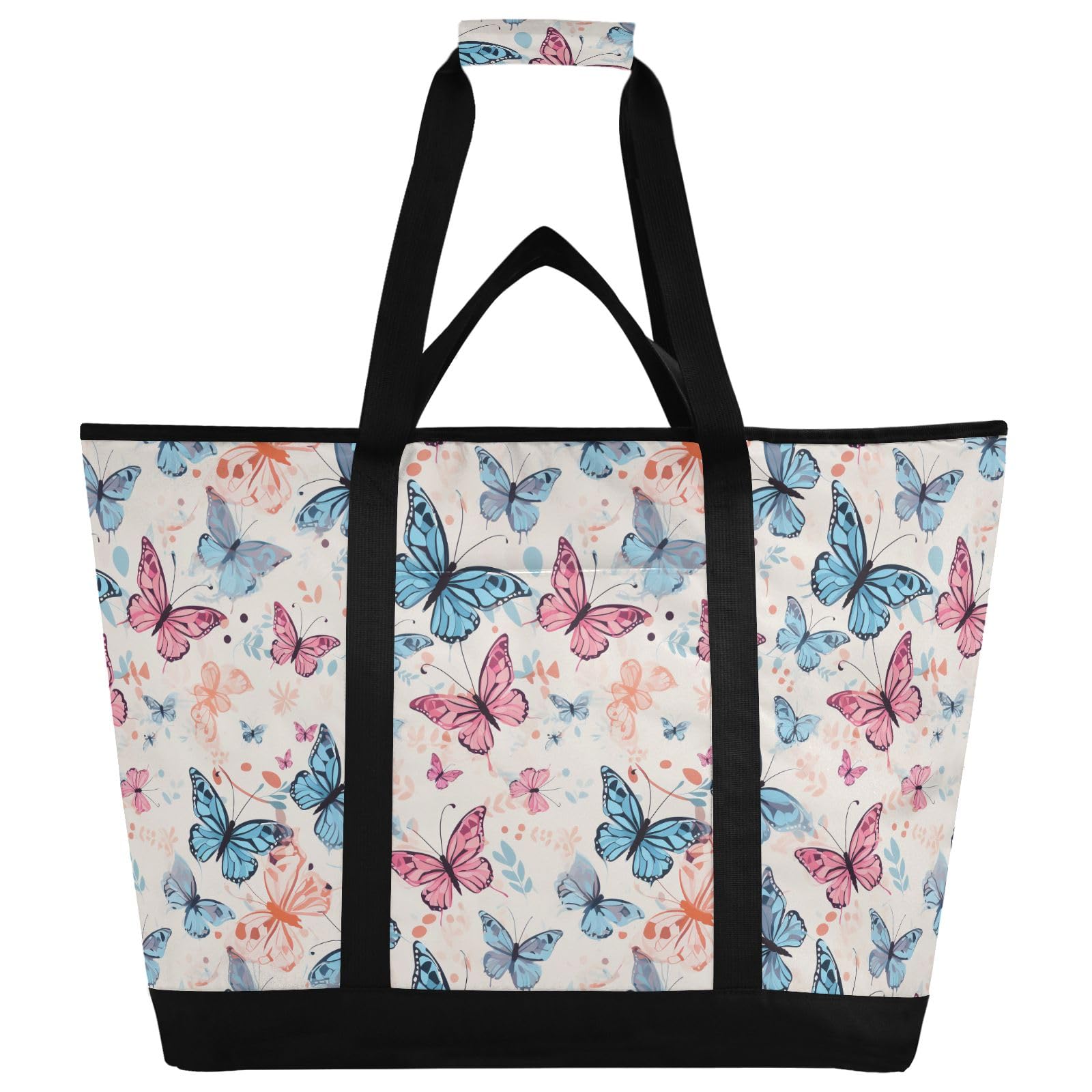 Bella borsa termica colorata a forma di farfalla, borsa termica riutilizzabile, con cerniera, grande, borsa termica per viaggi o campeggio