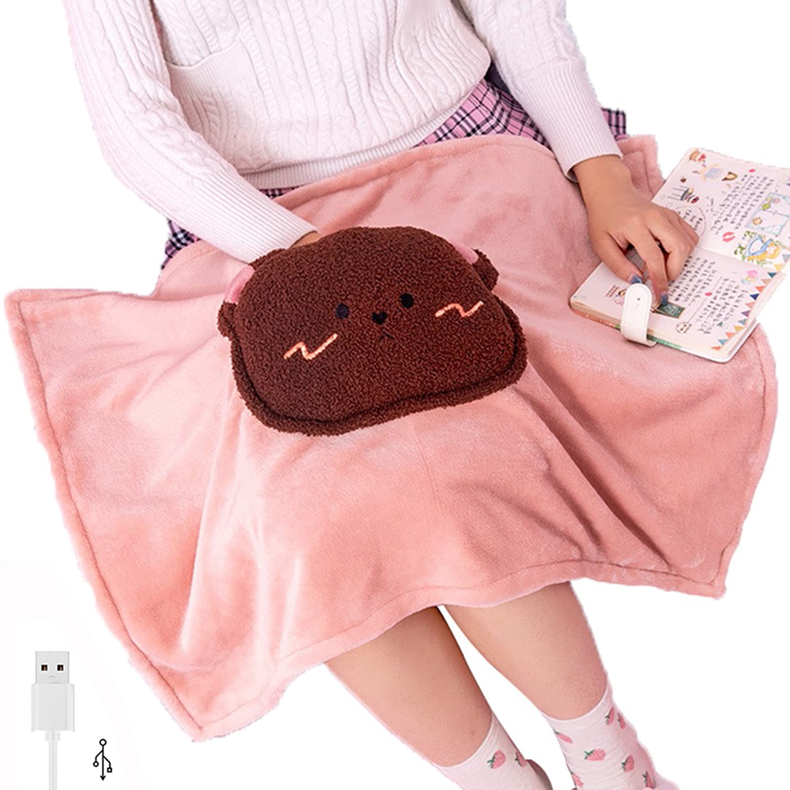 Couverture chauffante électrique 12 V en Polaire pour Voiture, châle Chauffant, Couverture chauffante USB, Couverture Ultra Douce en Flanelle pour canapé de Bureau, Lavable, Rose